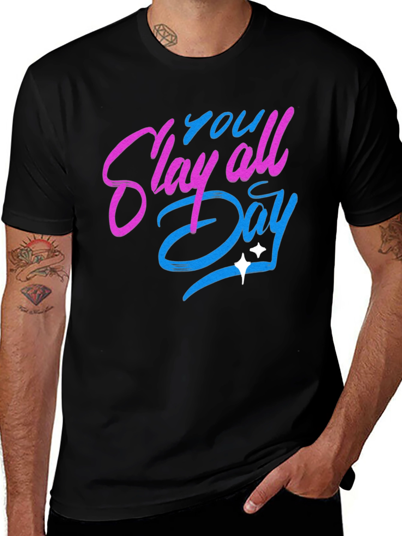 Black Slay All Day Graphic T-Shirt - Trendy Casual Tee main image