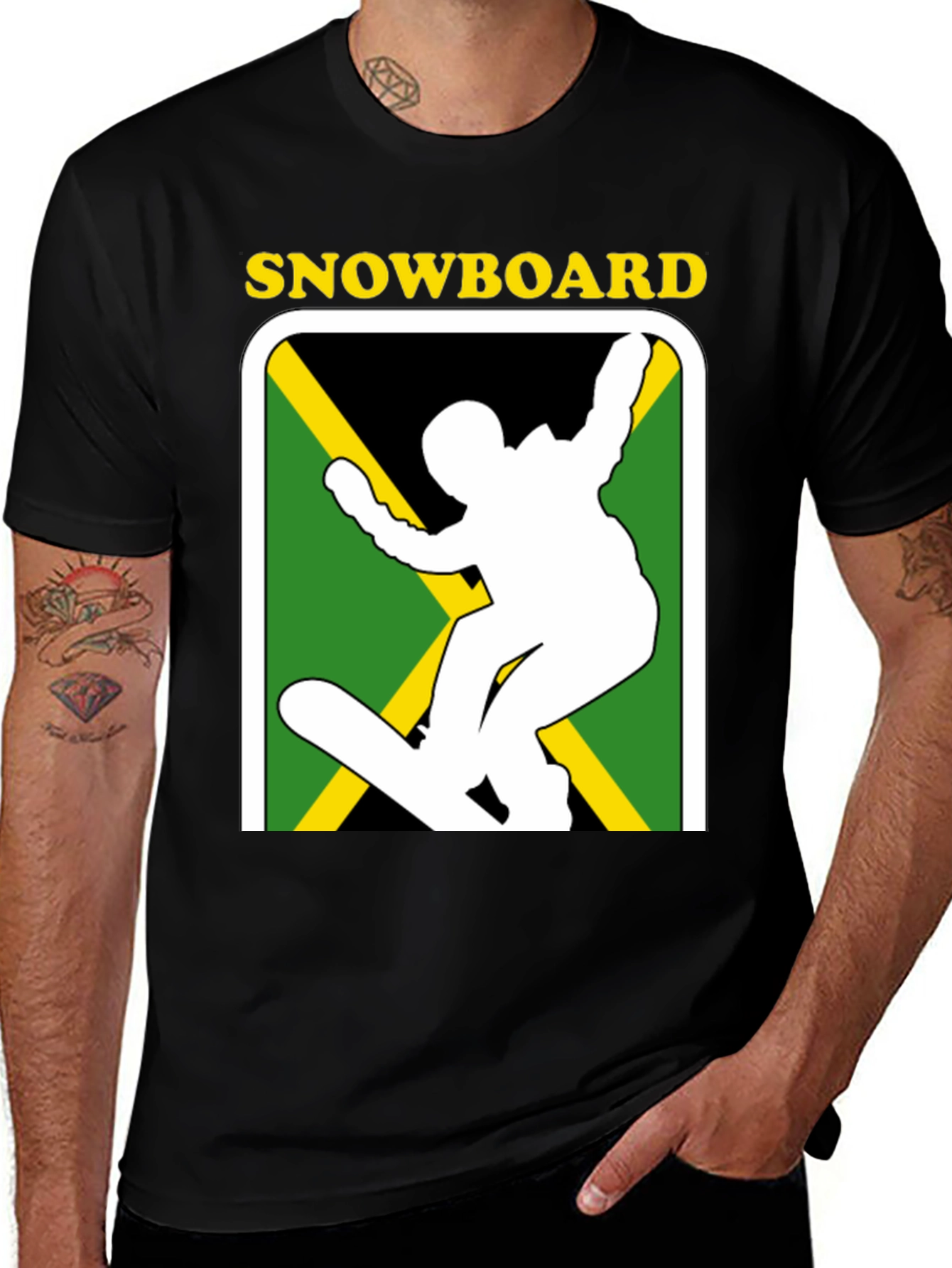 Variant 19 of Jamaican Snowboard T-Shirt - Black