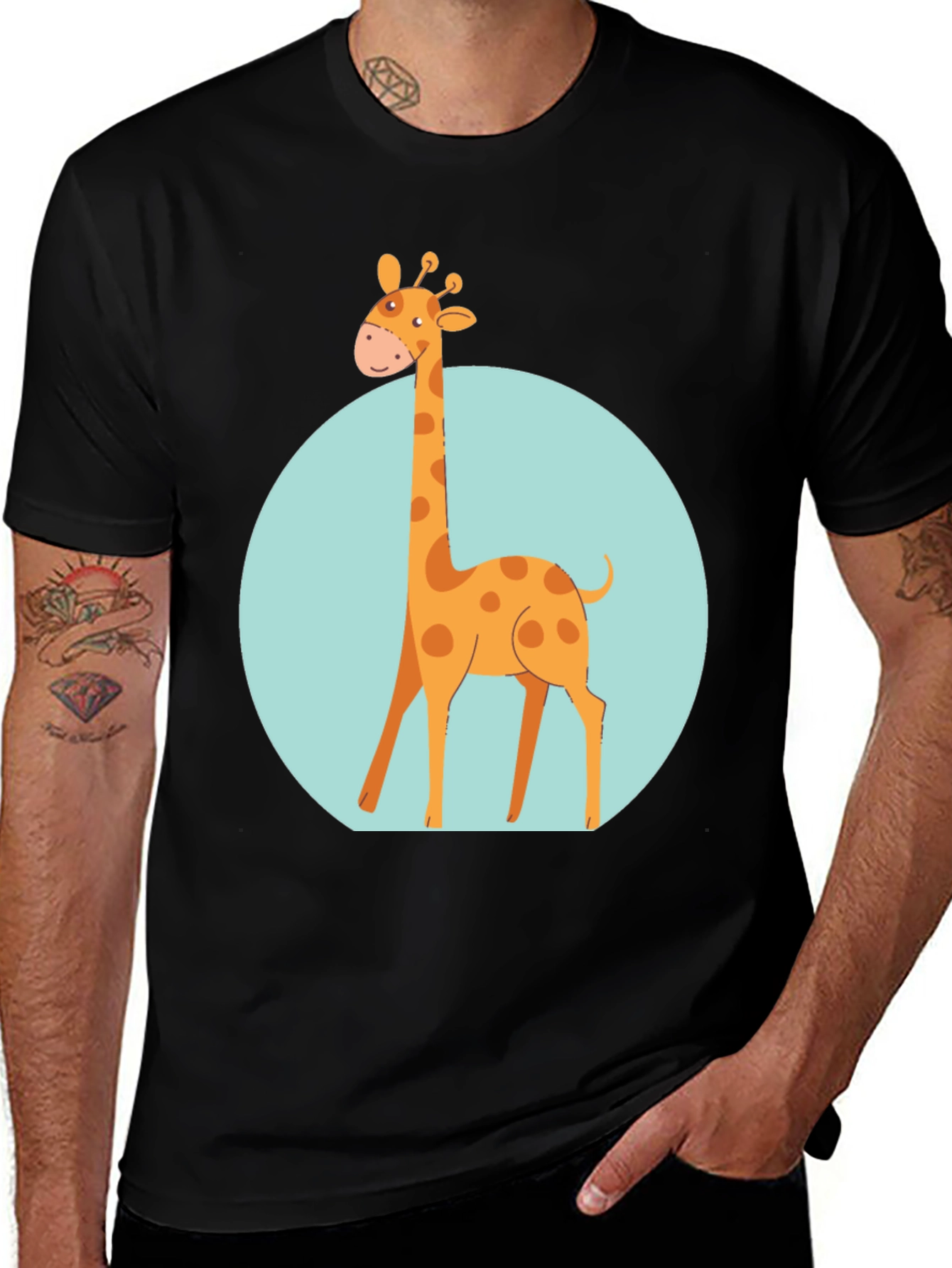 Variant 17 of Giraffe Graphic Tee - Unisex Black T-Shirt