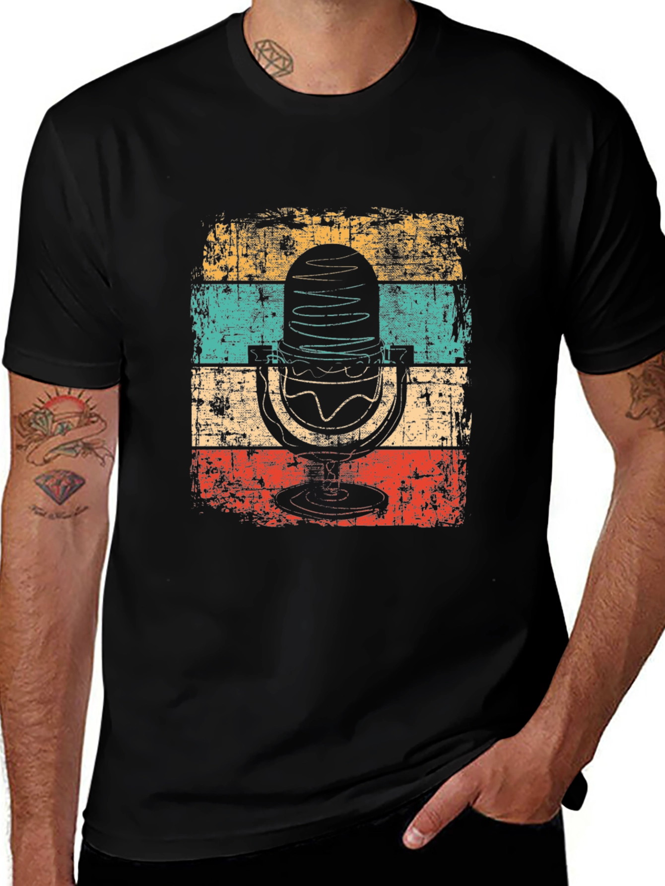 Variant 26 of Vintage Microphone Graphic Tee - Retro Style Black T-Shirt
