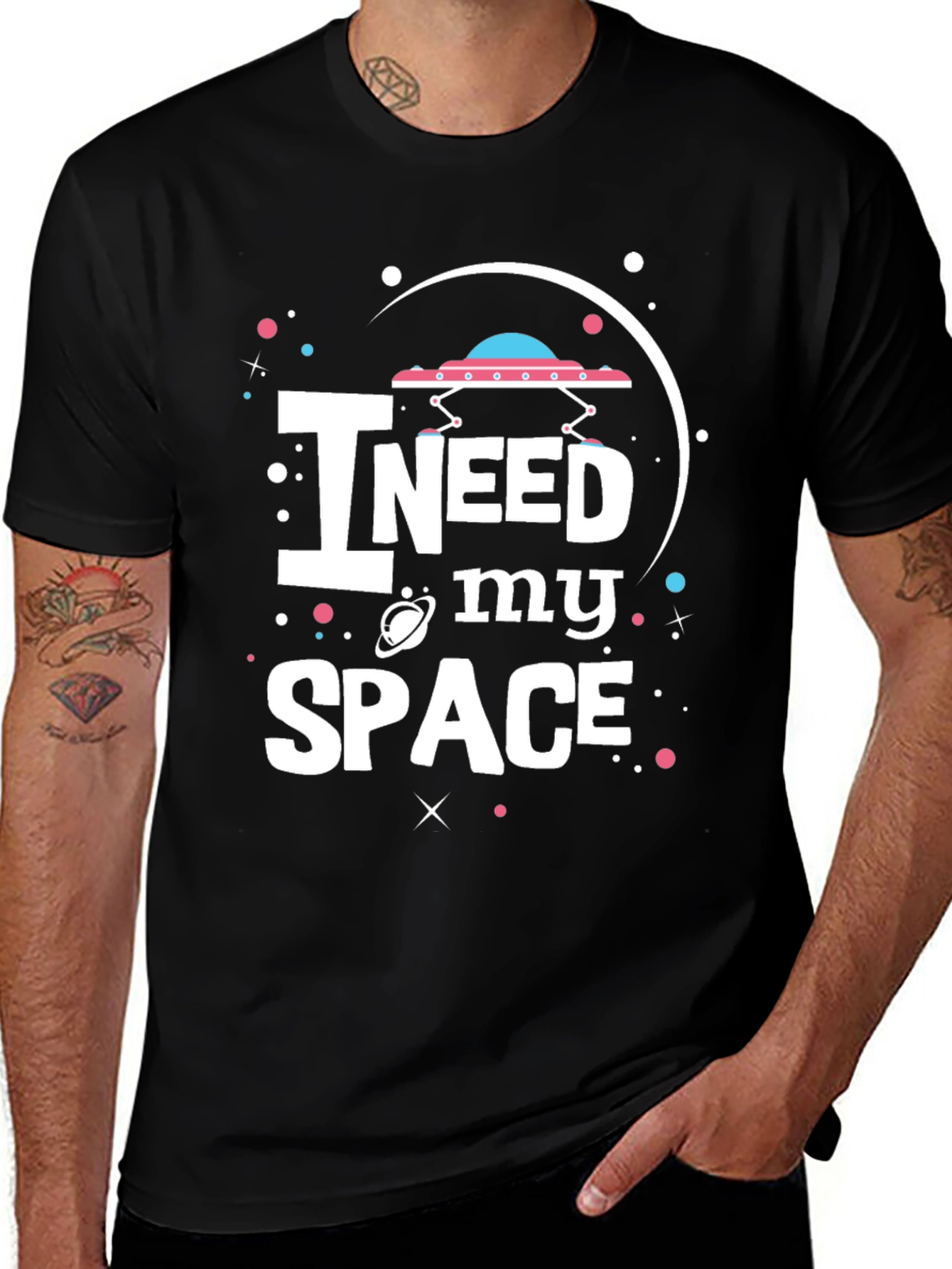 I Need My Space Black Graphic T-Shirt