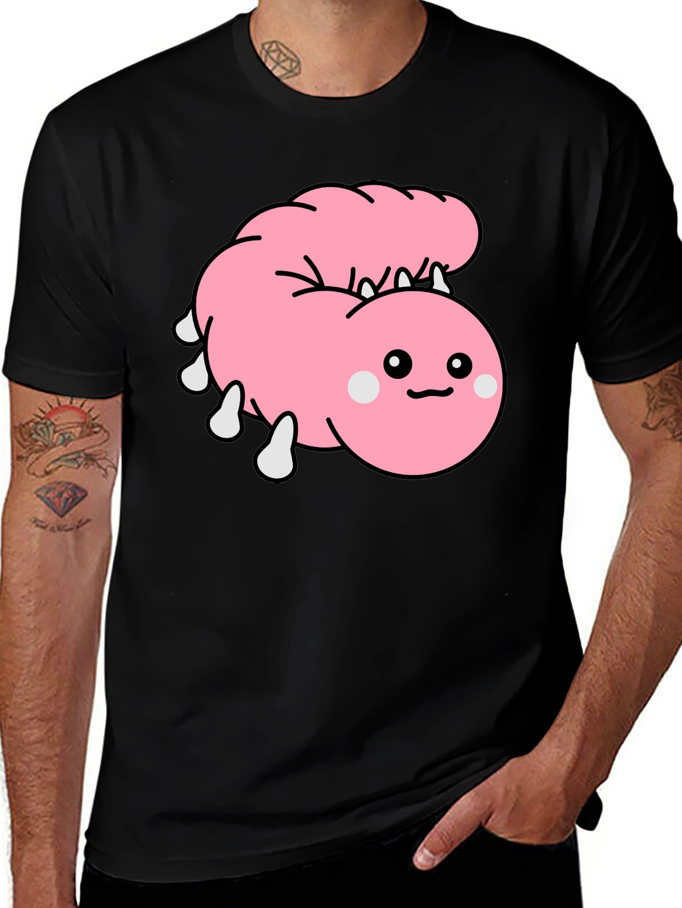 Variant 4 of Cute Cartoon Worm Black T-Shirt