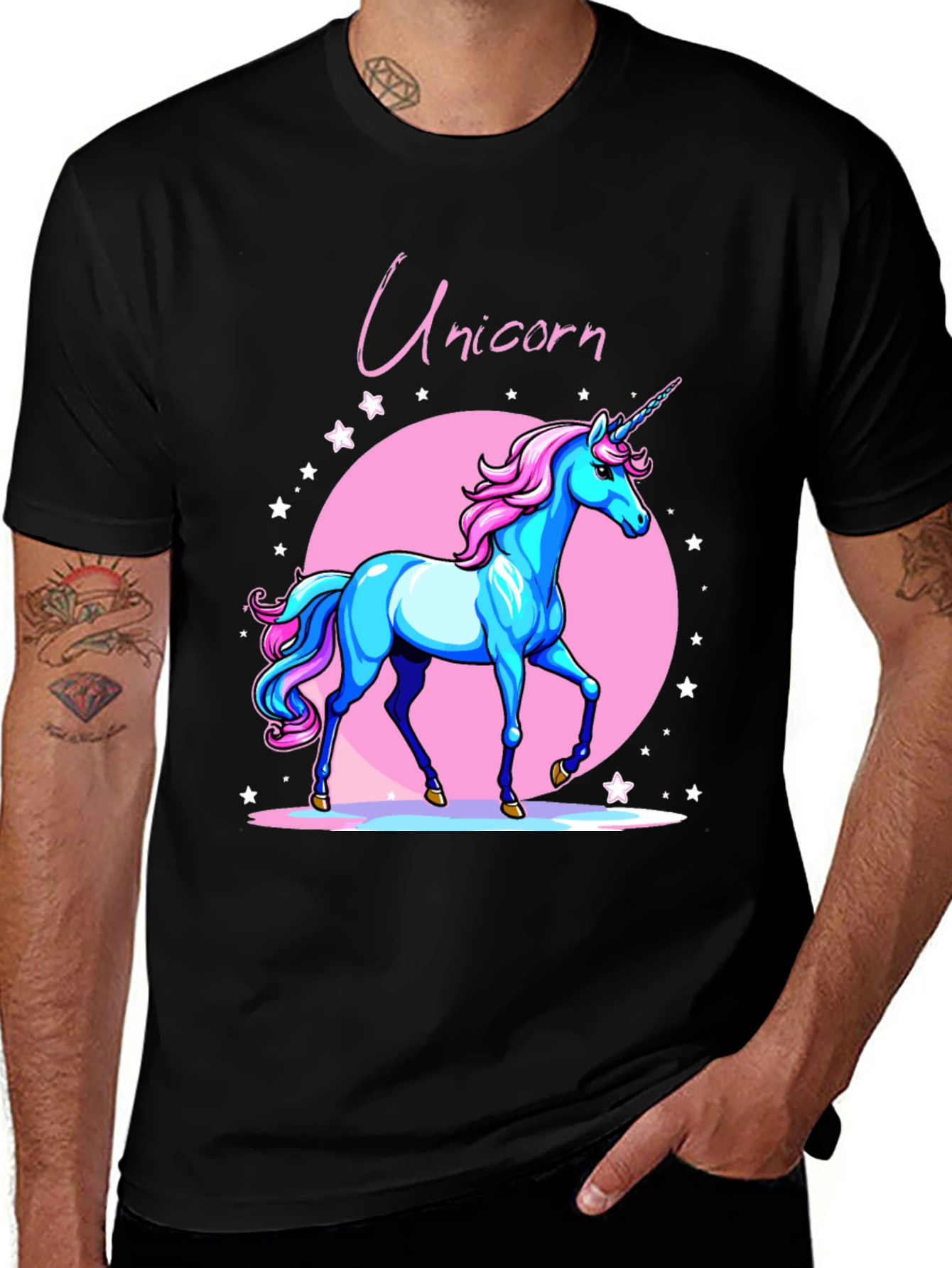 Variant 22 of Unicorn Graphic Black T-Shirt