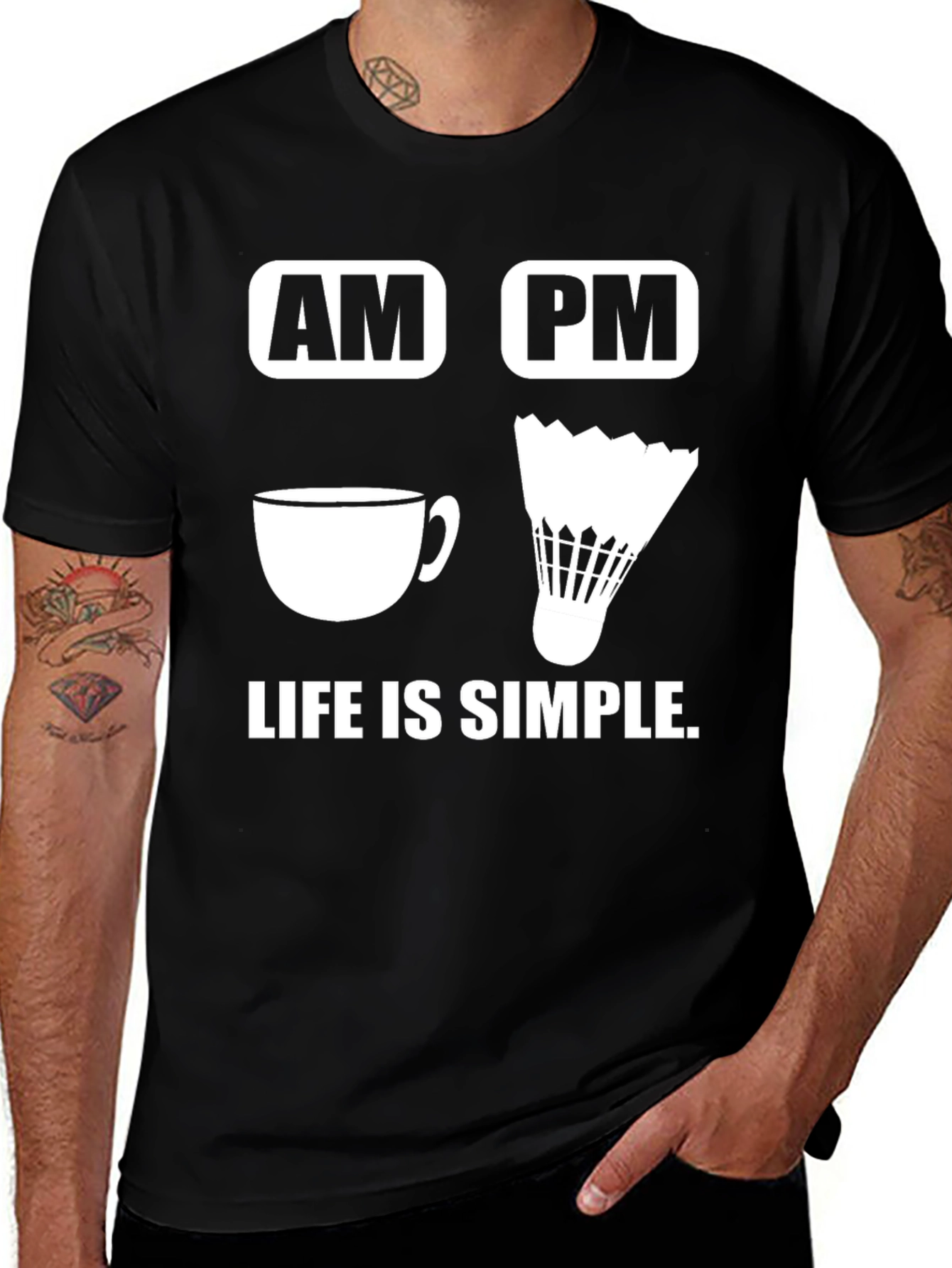 Variant 23 of Life is Simple Coffee and Badminton T-Shirt