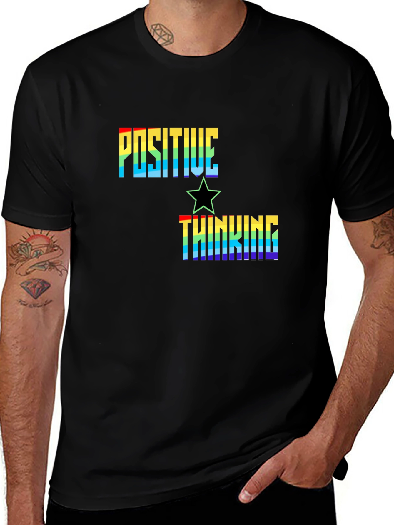 Variant 23 of Positive Thinking Rainbow Graphic T-Shirt