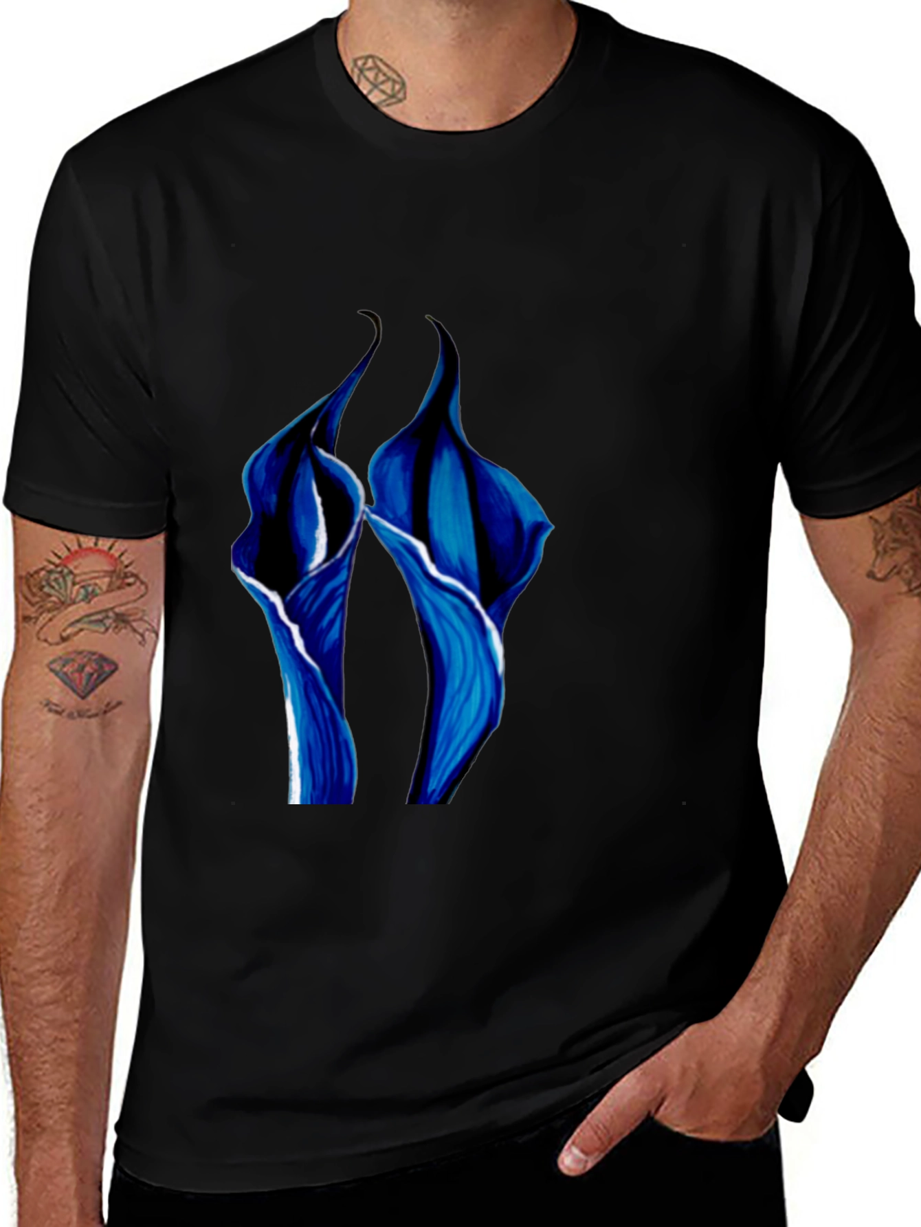 Variant 16 of Floral Lily Graphic Black T-Shirt