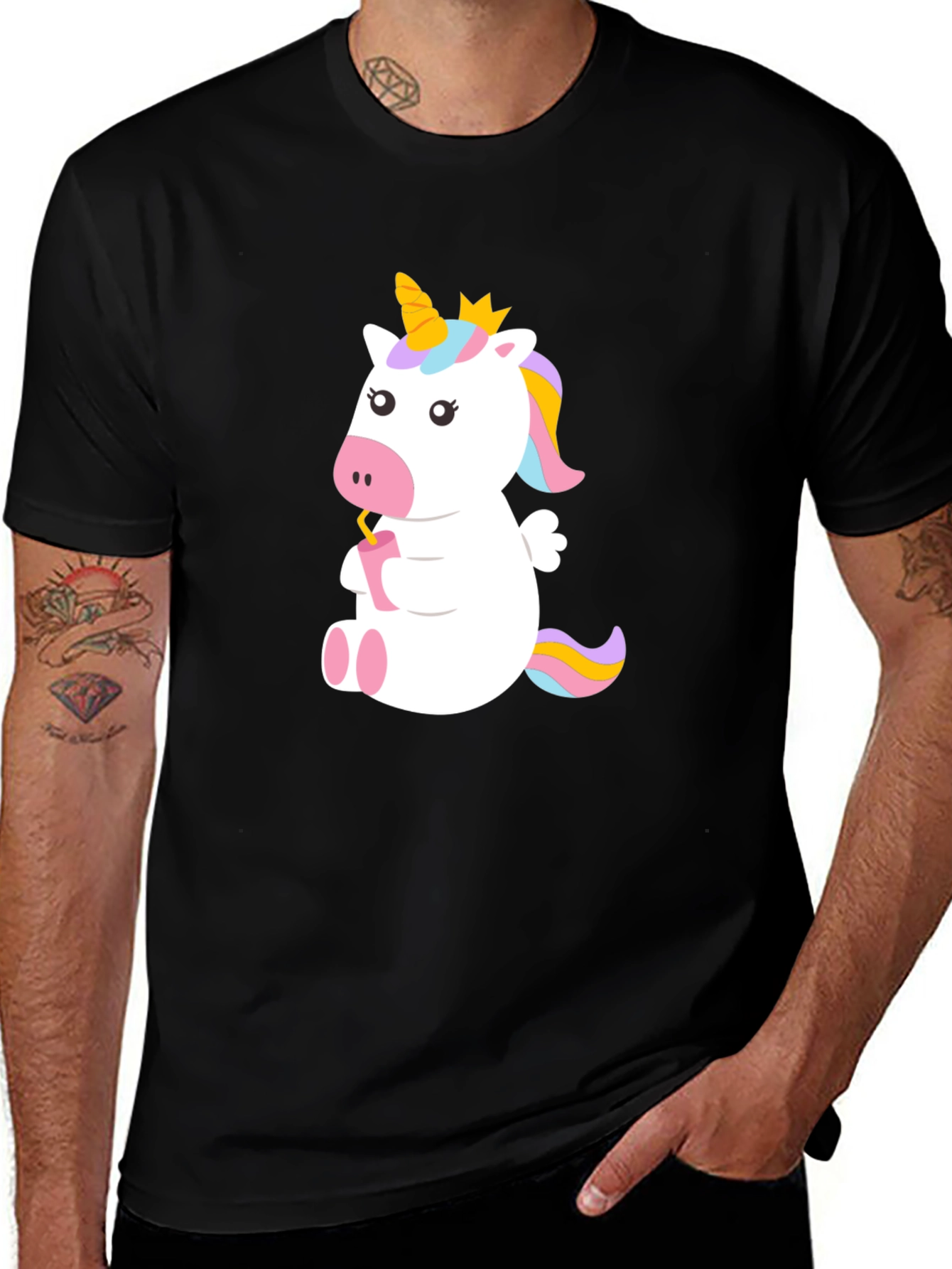 Cute Unicorn T-Shirt - Black Cotton Tee