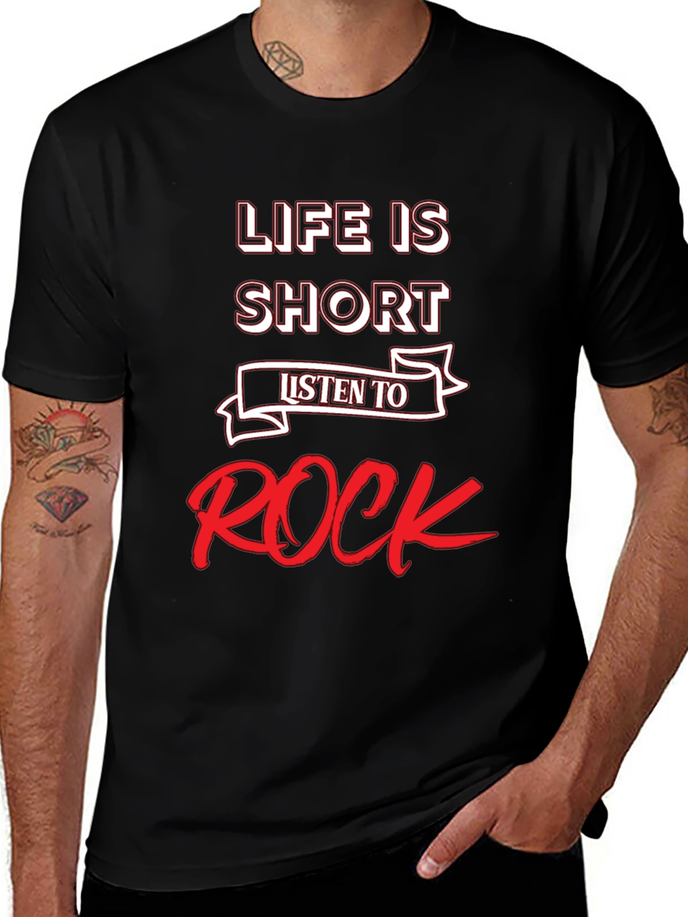 Variant 20 of Life is Short Listen to Rock Graphic Tee