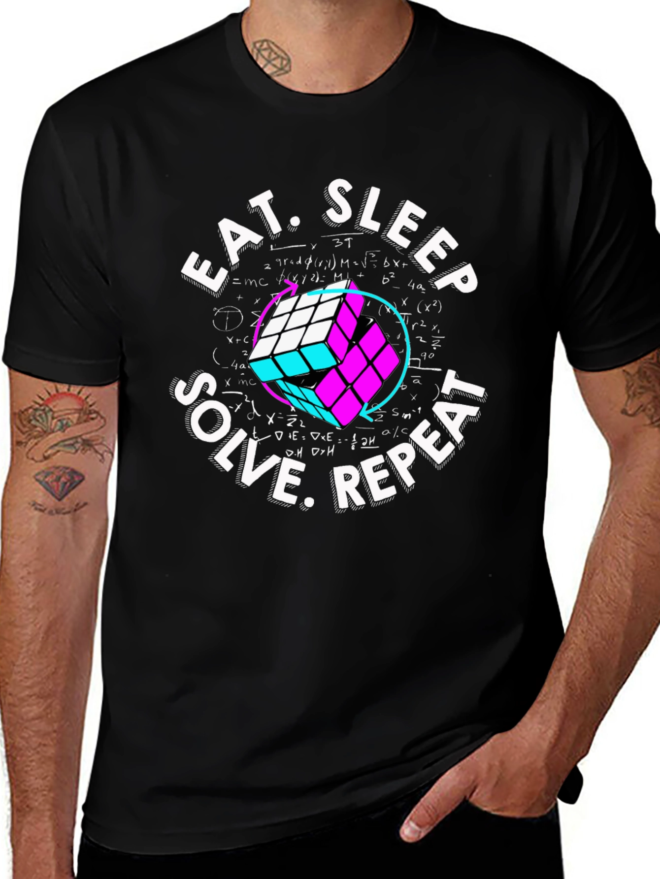 Variant 30 of Eat Sleep Solve Repeat Rubik's Cube T-Shirt