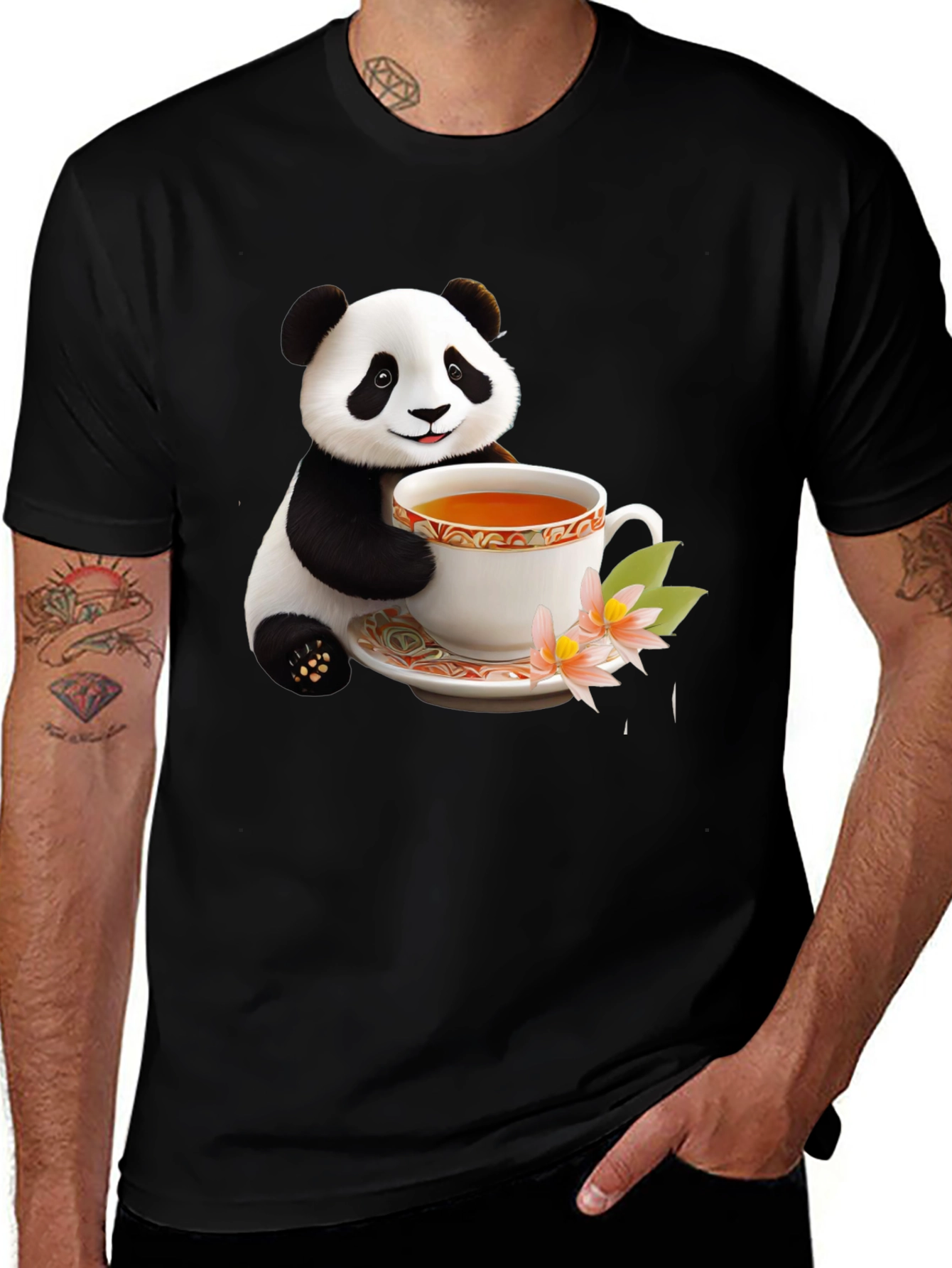 Variant 21 of Panda Tea Time Graphic Tee - Cute Animal Design