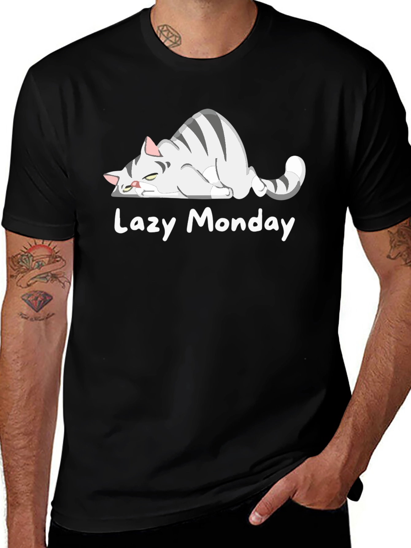 Variant 17 of Lazy Monday Cat T-Shirt - Unisex Graphic Tee