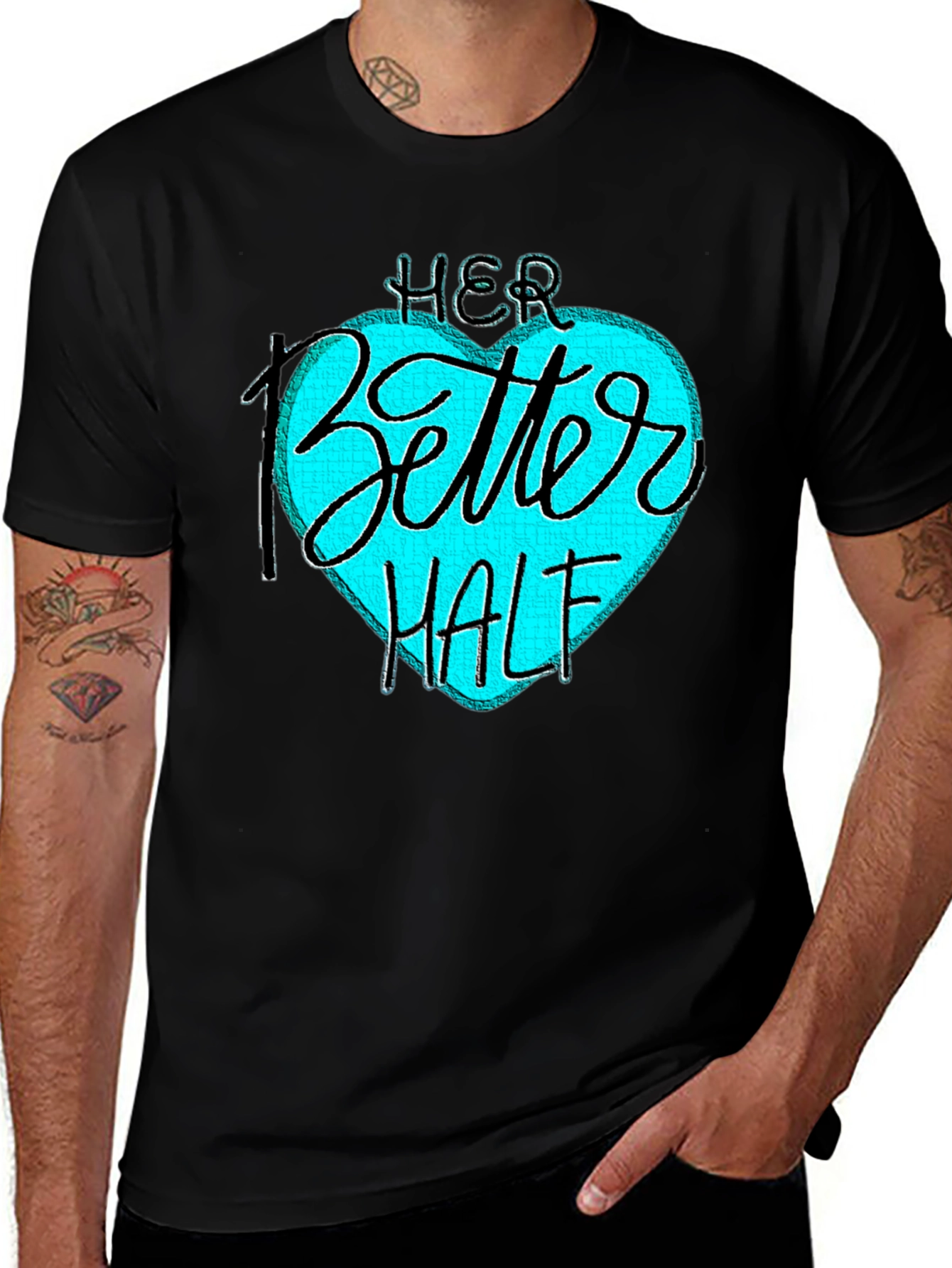 Her Better Half Black T-Shirt - Couples Matching Design