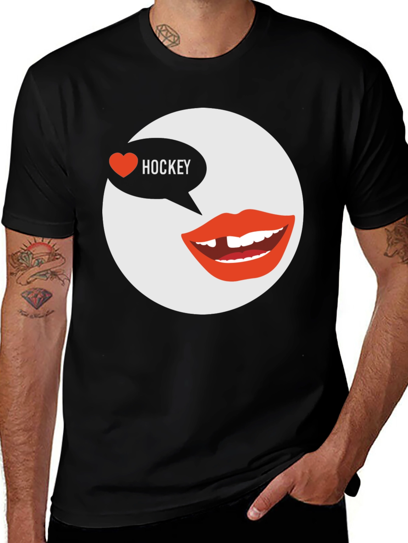 Variant 24 of Funny Hockey Fan Graphic Tee - Men's Black T-Shirt