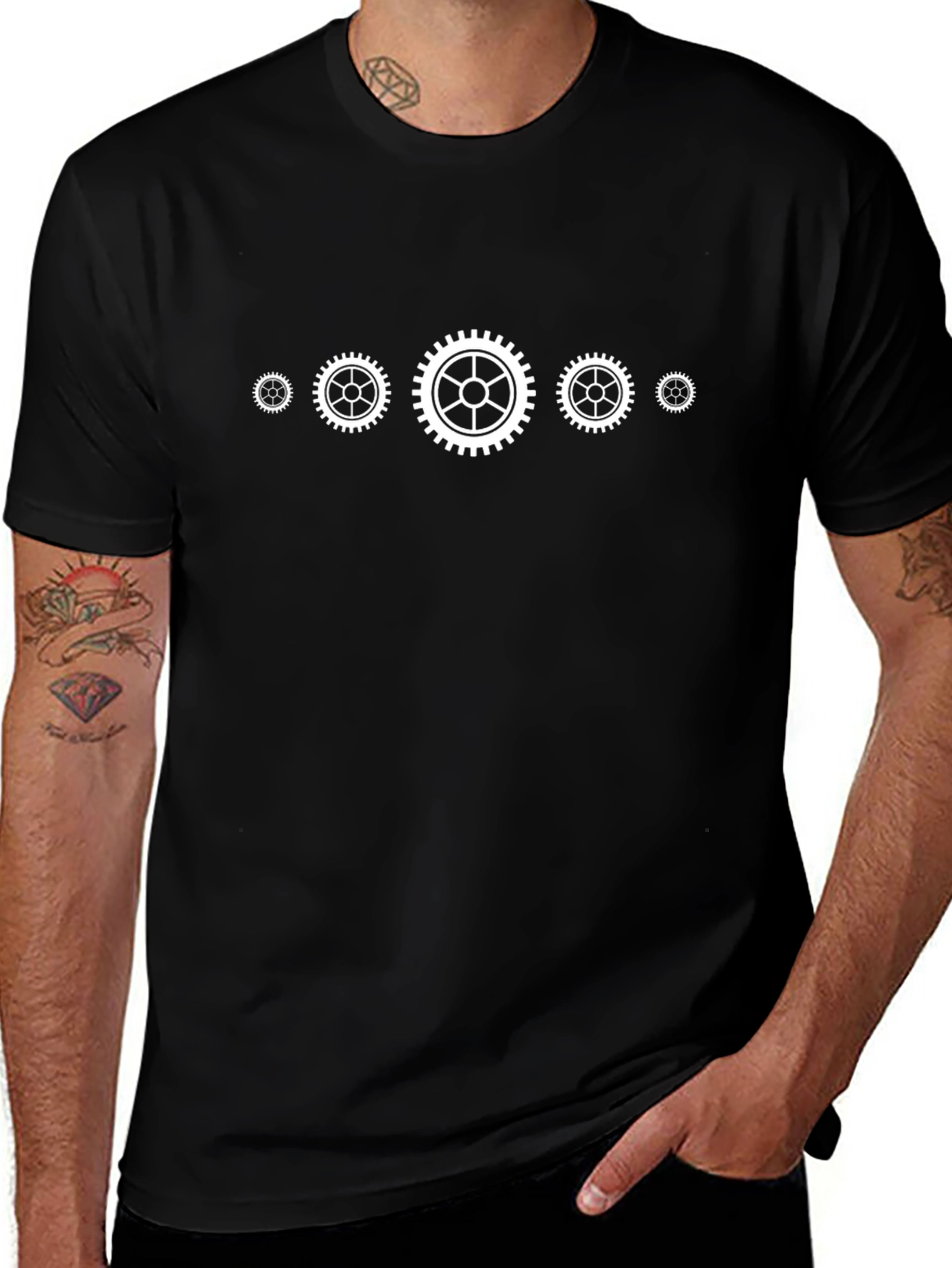 Gear Graphic T-Shirt - Black Casual Tee