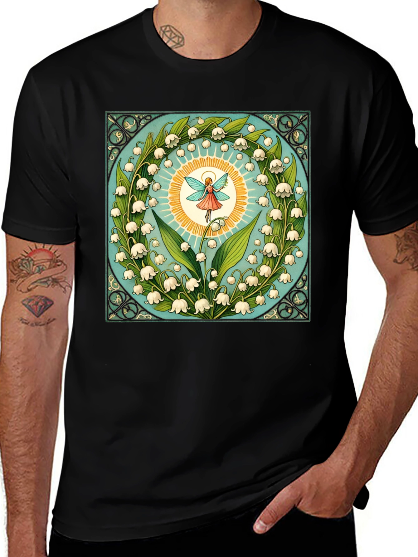 Black Lily of the Valley Fairy Graphic Tee main image