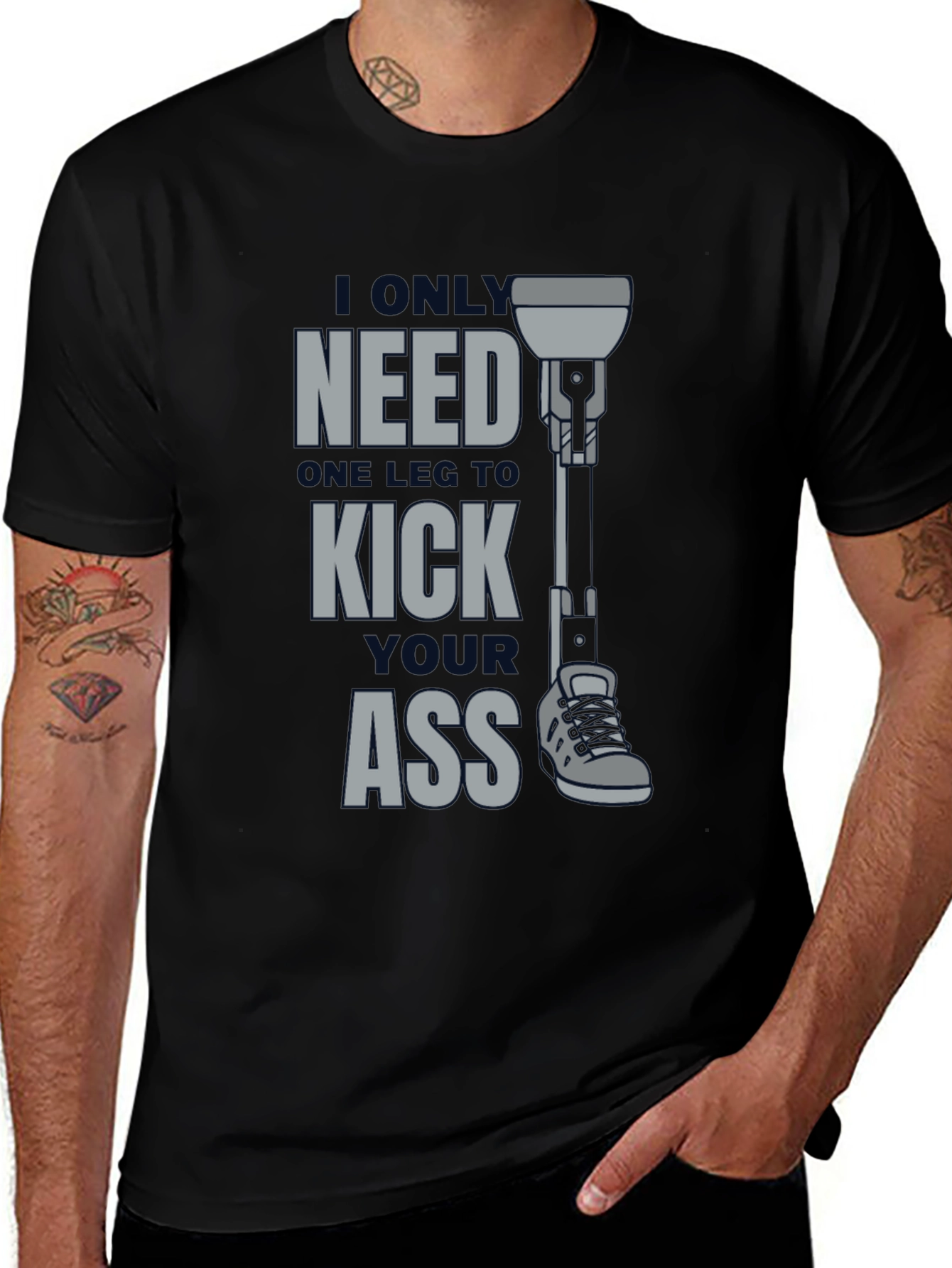 Variant 11 of One Leg Kick Ass Graphic T-Shirt