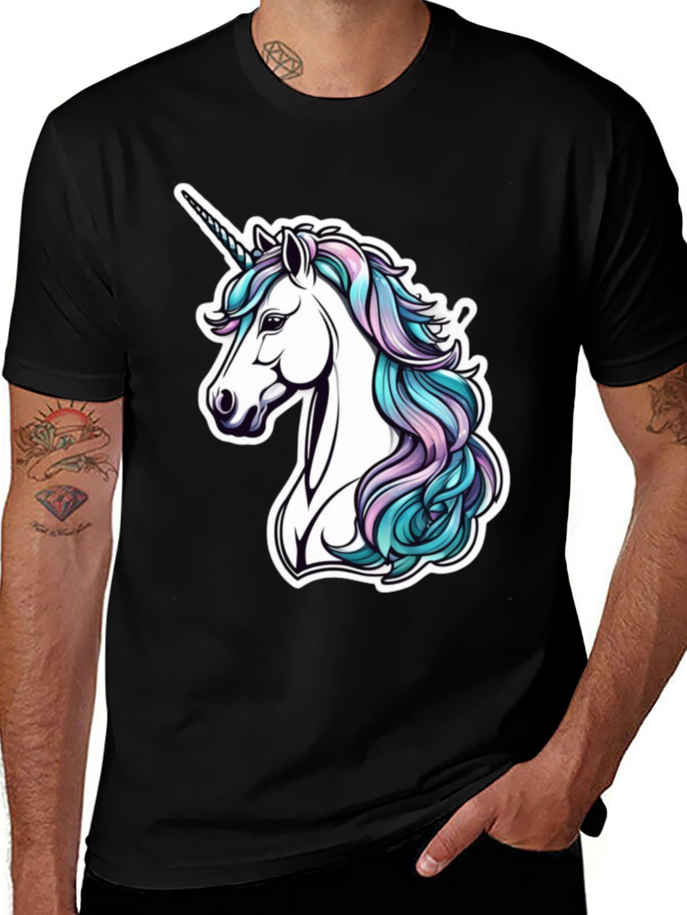 Variant 8 of Unicorn Graphic Tee - Black Cotton Blend