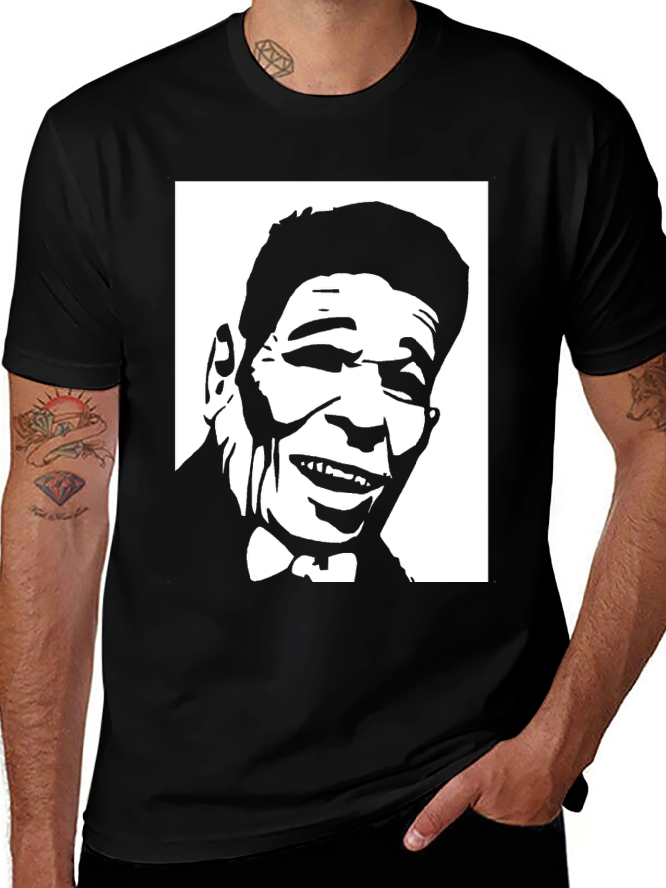 Variant 7 of Black T-Shirt with Singer Portrait Graphic