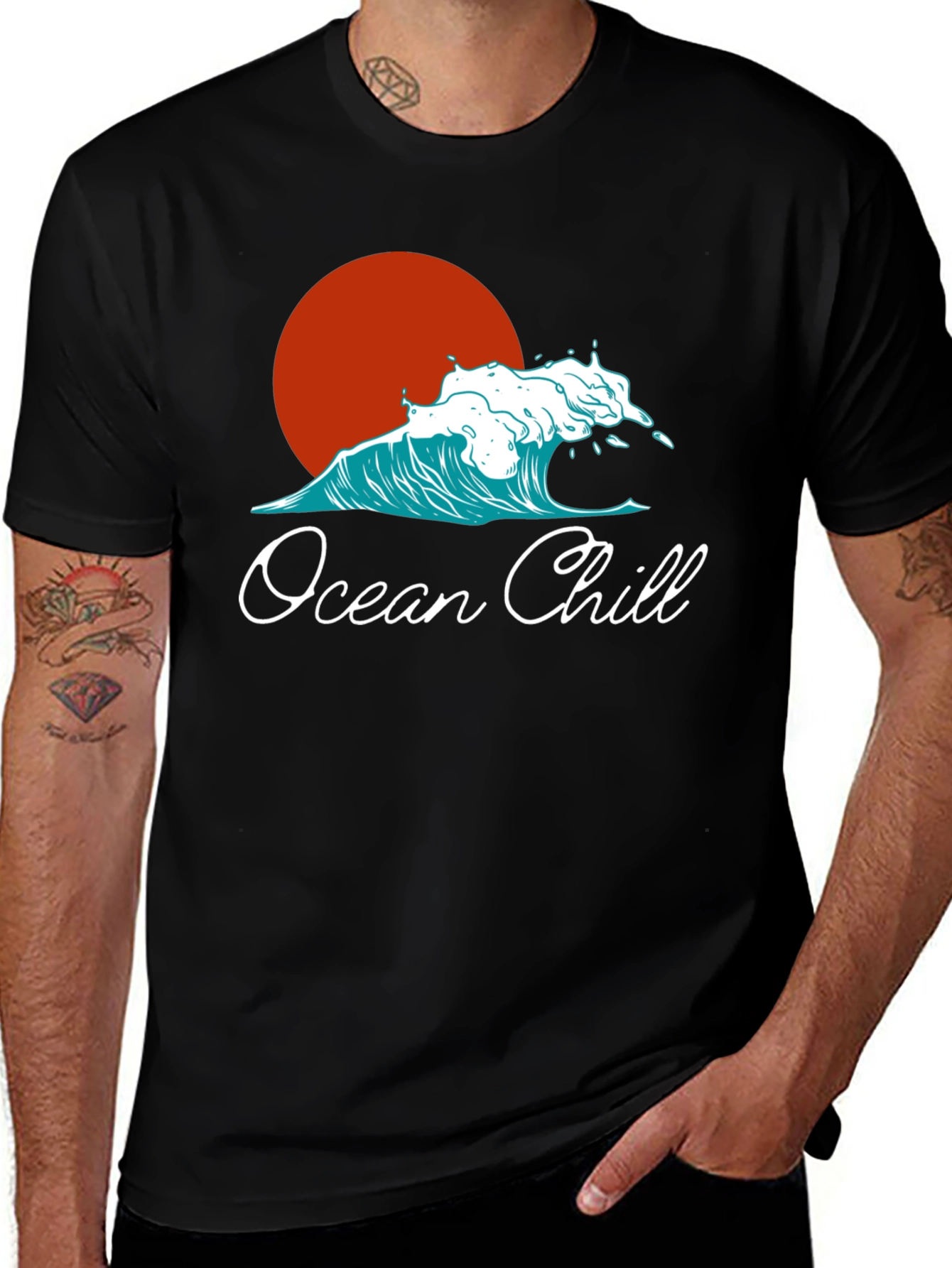 Variant 23 of Ocean Chill Graphic Tee - Wave Design