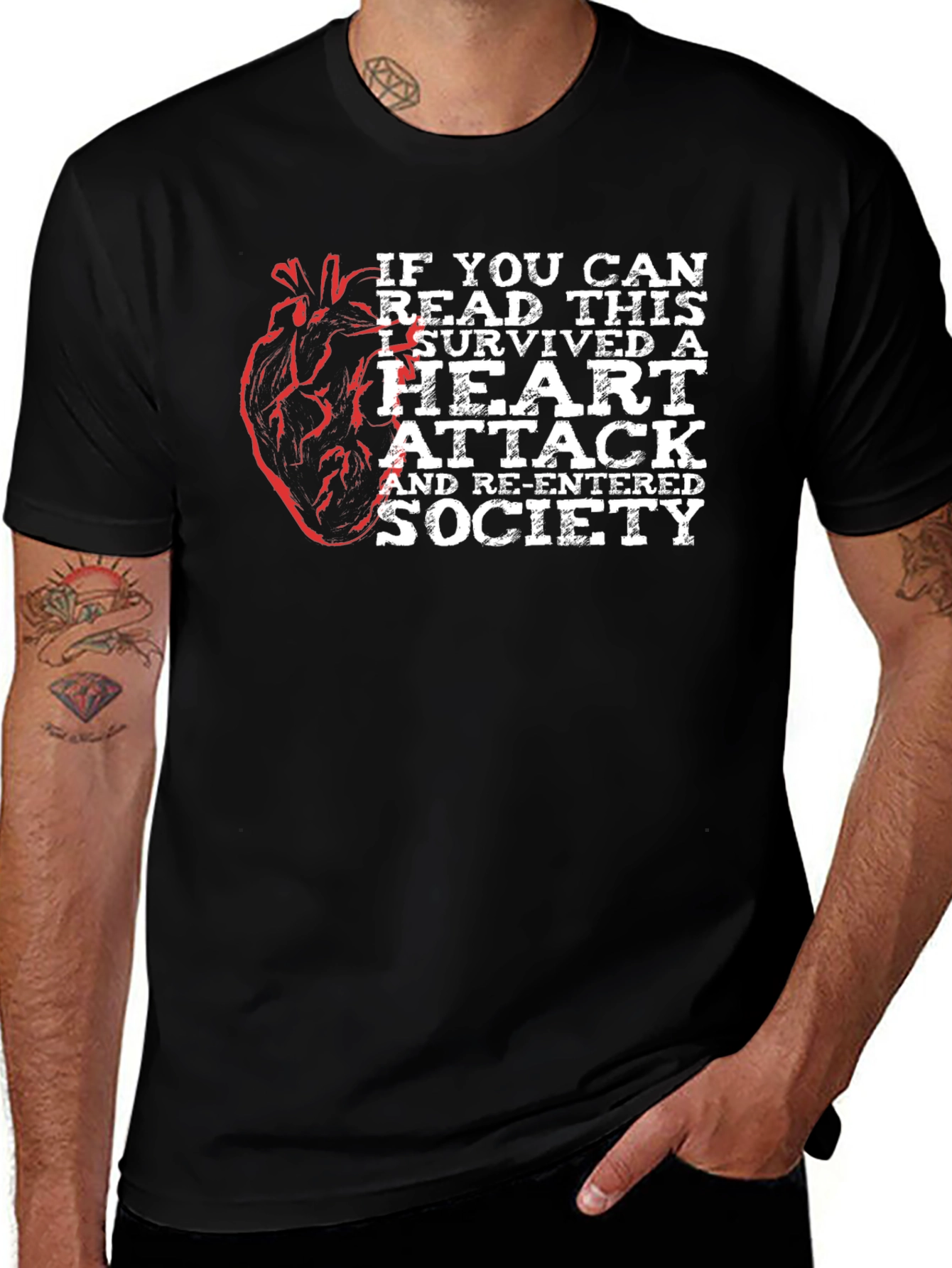 Variant 9 of I Survived A Heart Attack T-Shirt - Novelty Graphic Tee