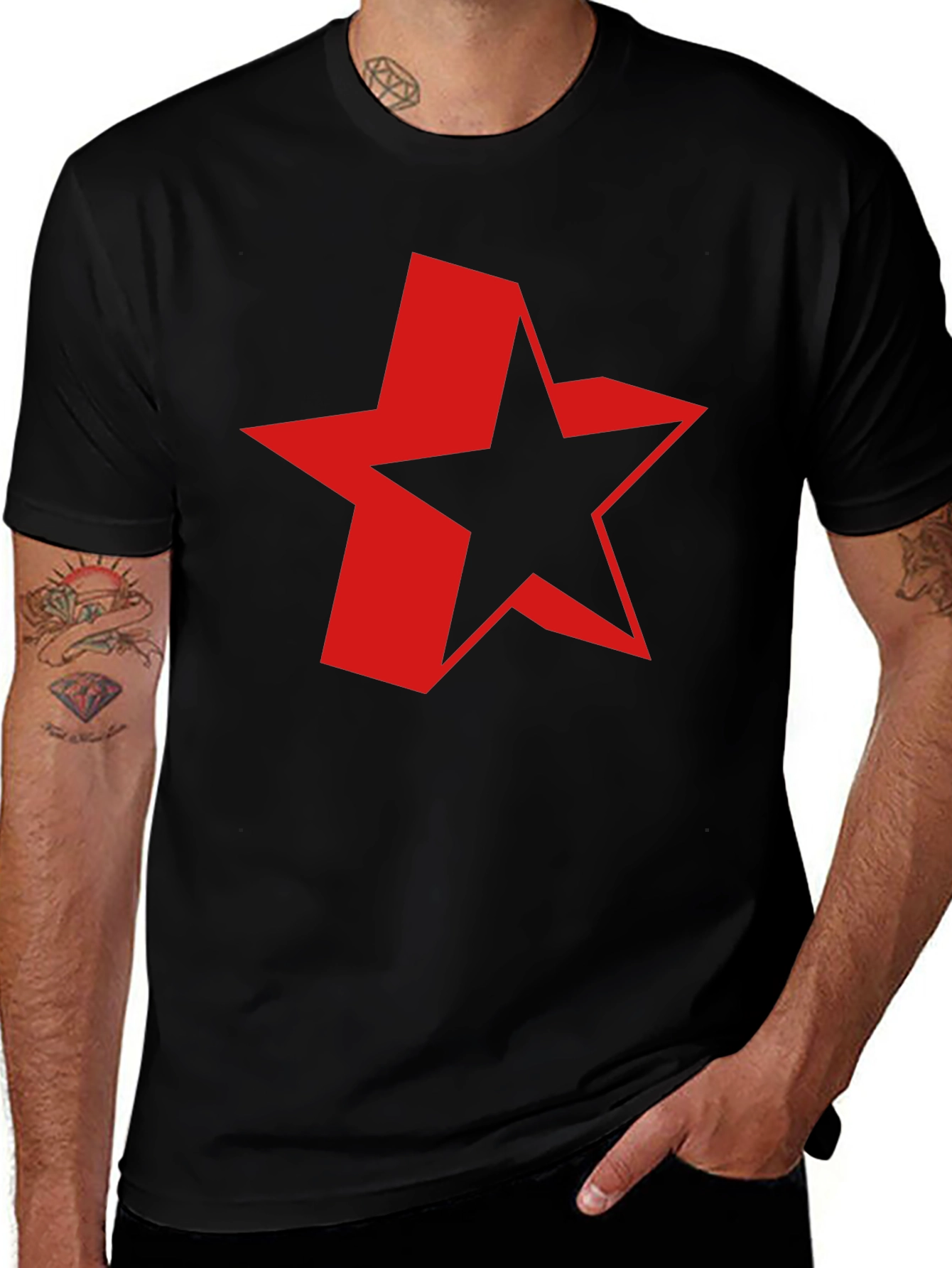 Red Star Graphic Black T-Shirt