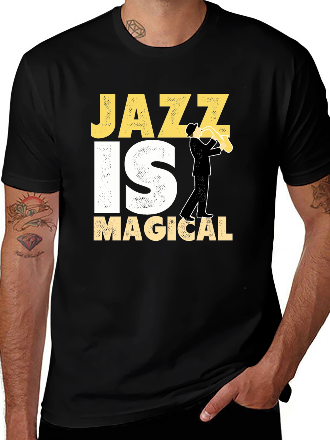 Variant 16 of Jazz Is Magical Graphic T-Shirt - Black
