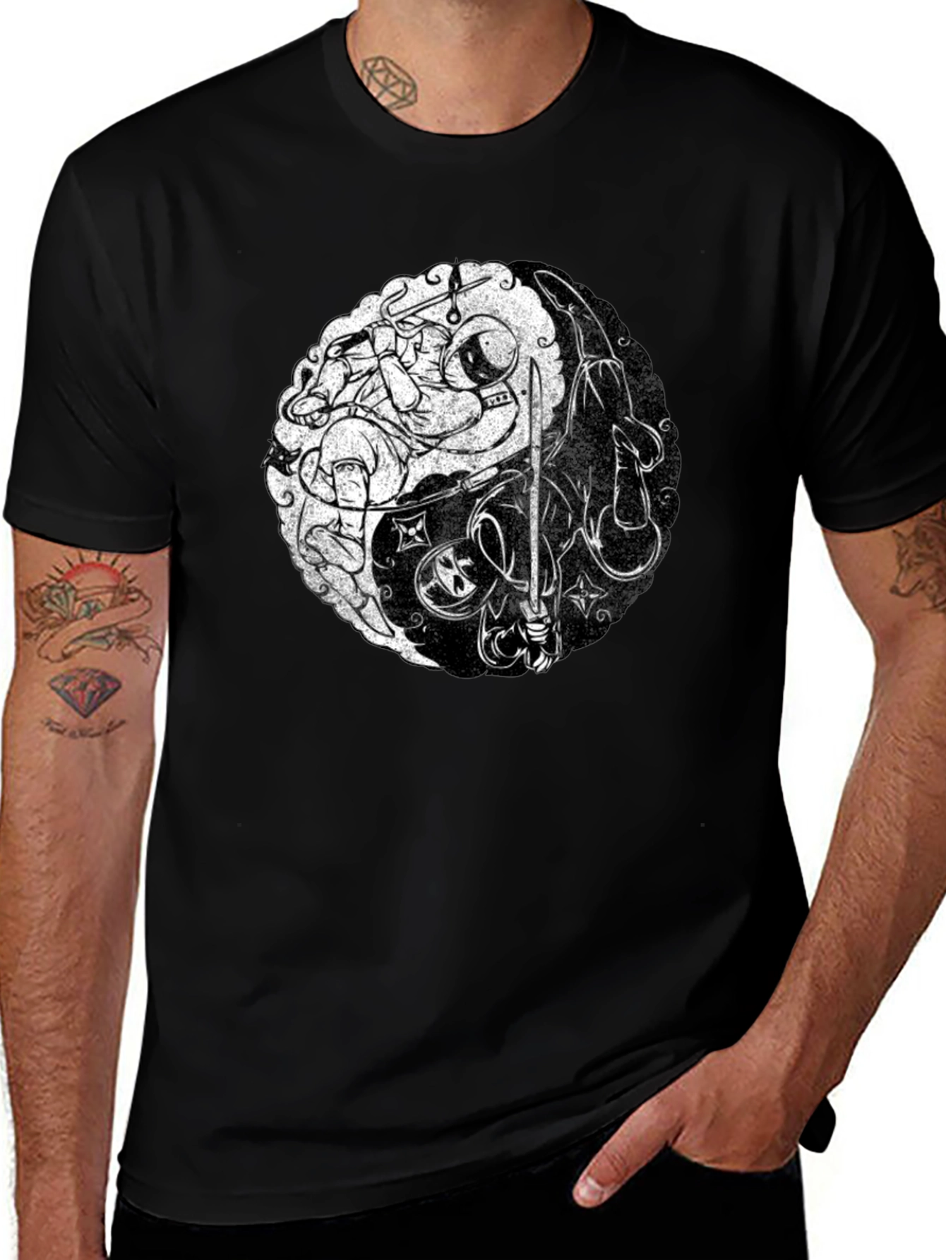 Variant 18 of Yin Yang Astronaut Ninja Graphic Tee