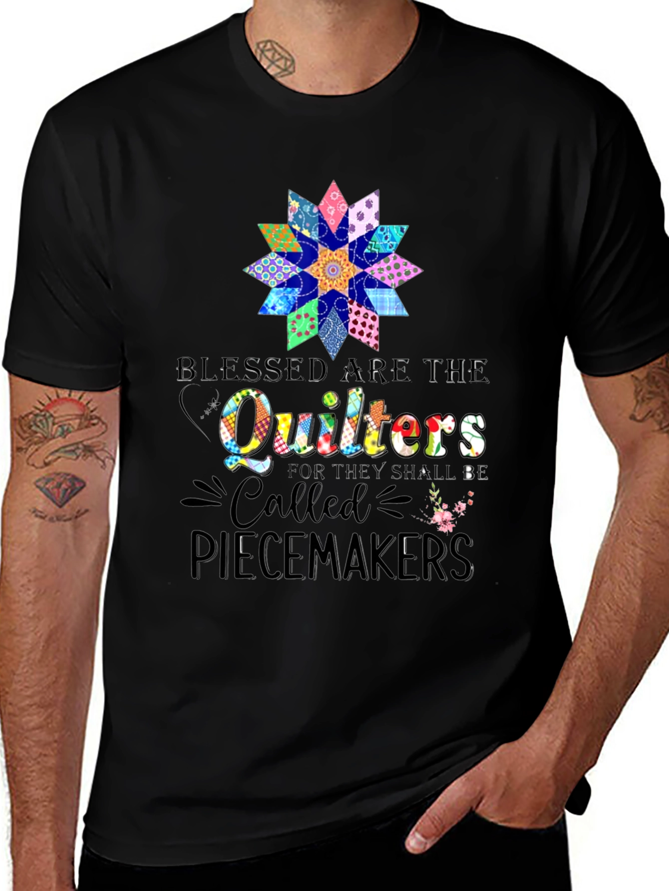 Variant 19 of Quilters Piecemakers Black Graphic T-Shirt