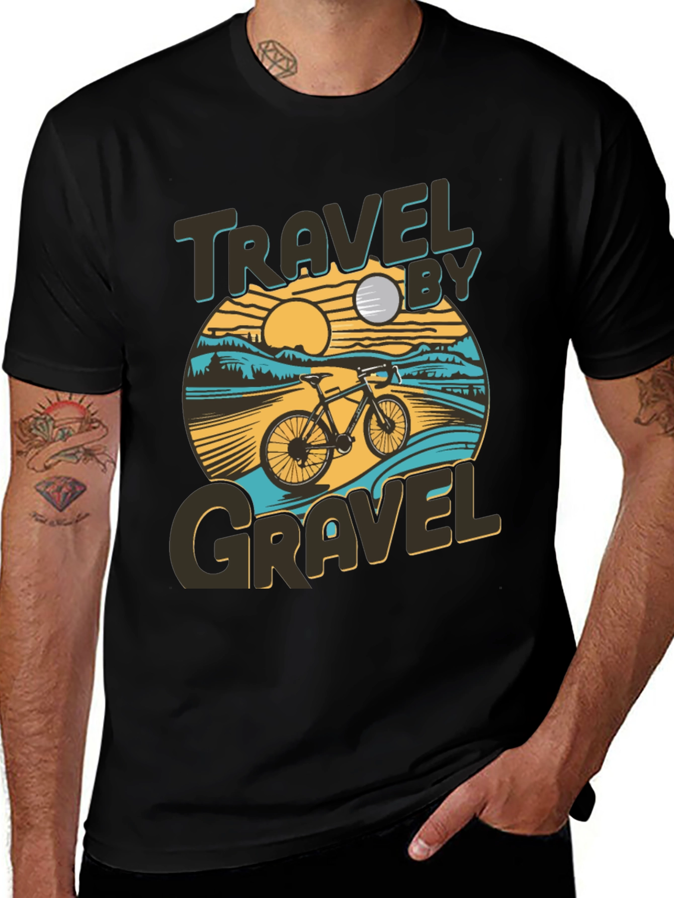 Variant 21 of Travel By Gravel T-Shirt: Cycling Adventure Tee