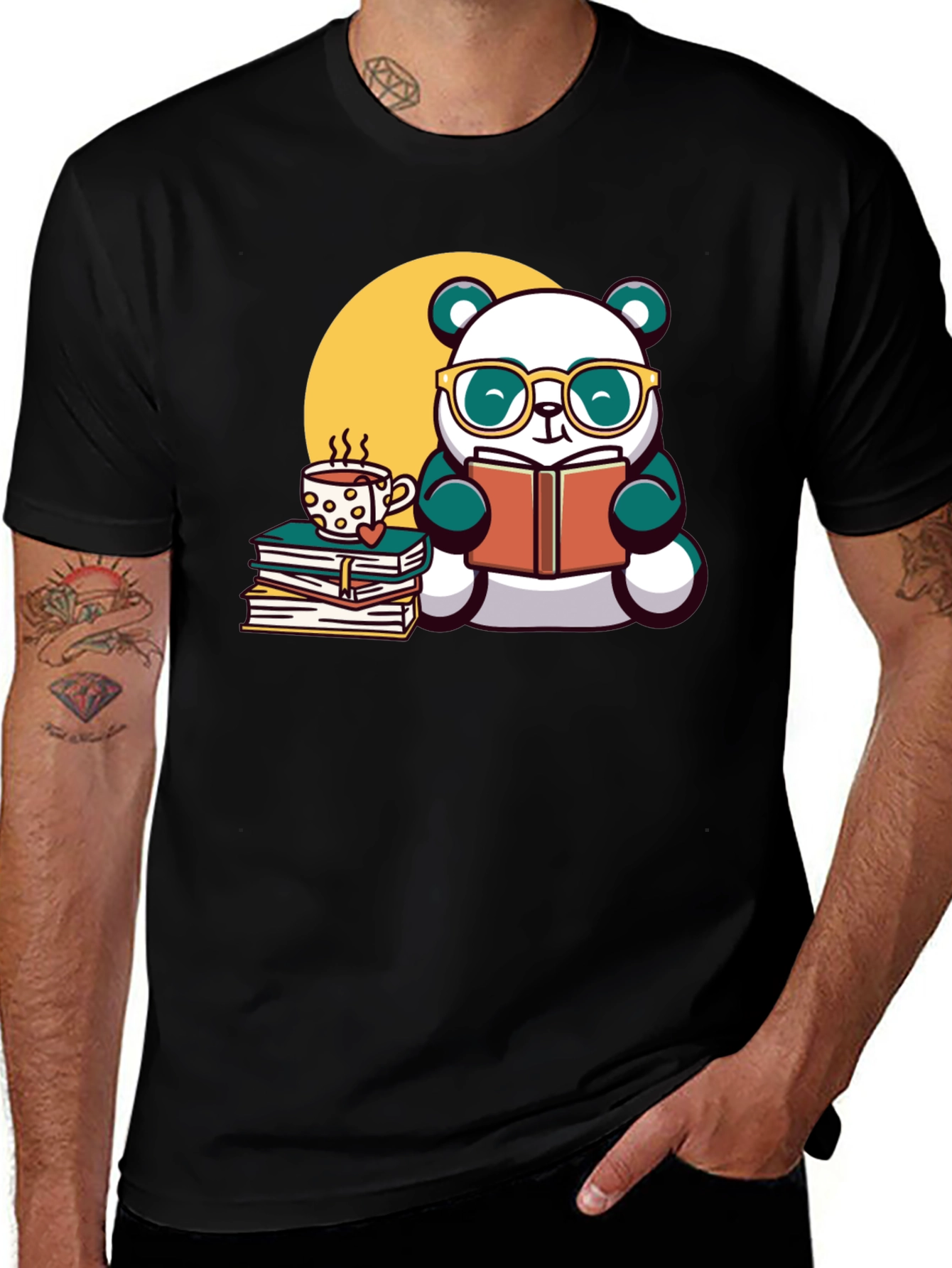 Variant 13 of Bookworm Panda T-Shirt - Cozy Reader Style