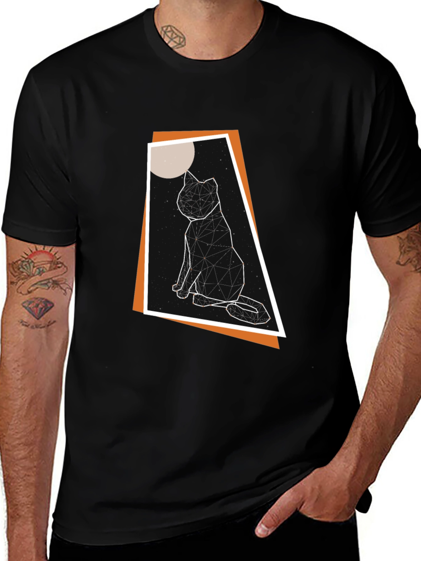 Variant 27 of Geometric Cat T-Shirt - Modern Graphic Tee