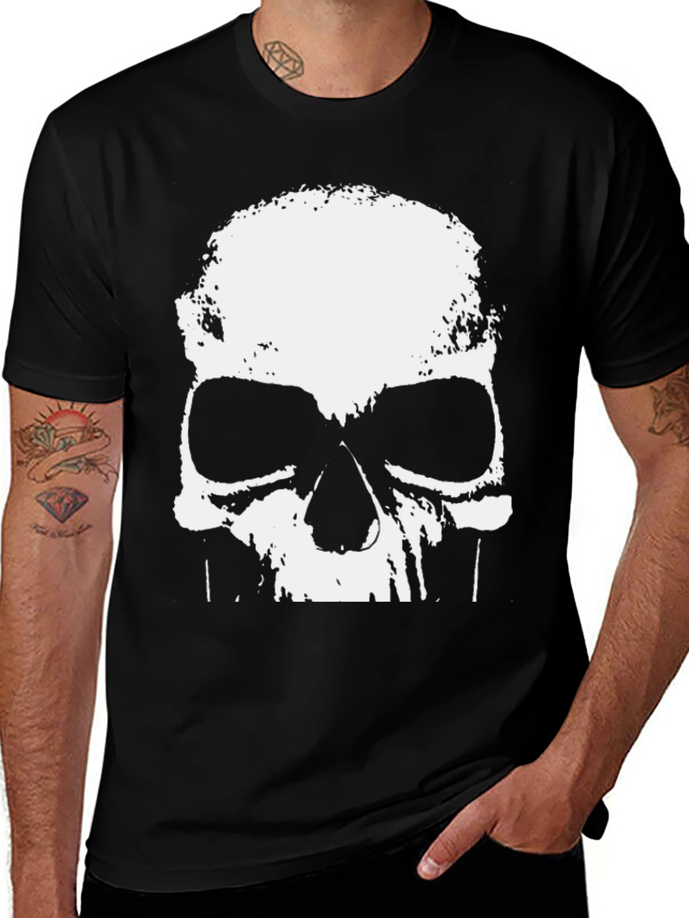 Variant 3 of Skull Graphic Print Black T-Shirt