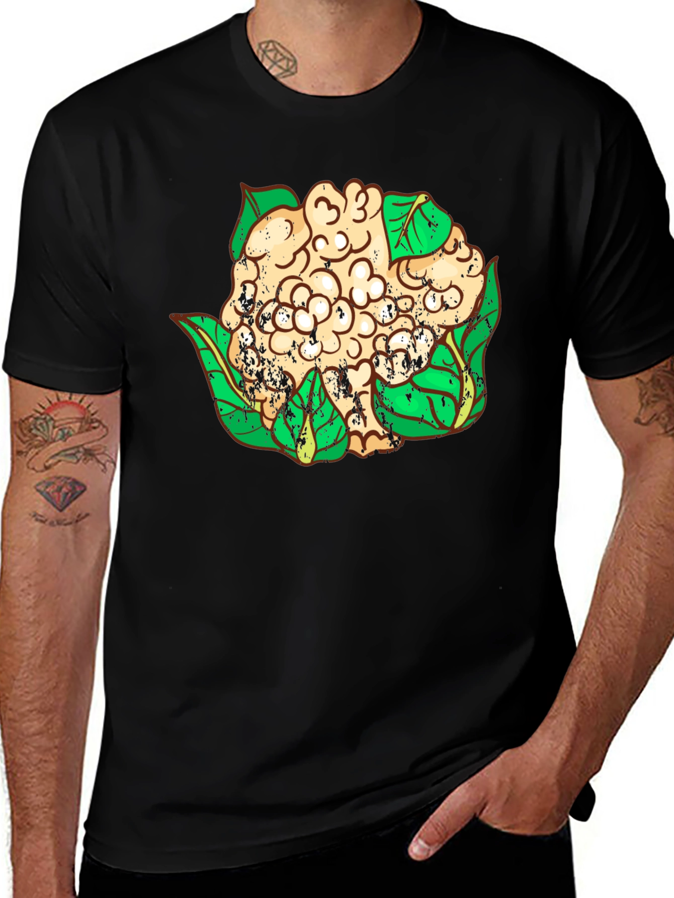 Black Cauliflower Graphic T-Shirt - Unique Vegan Style main image
