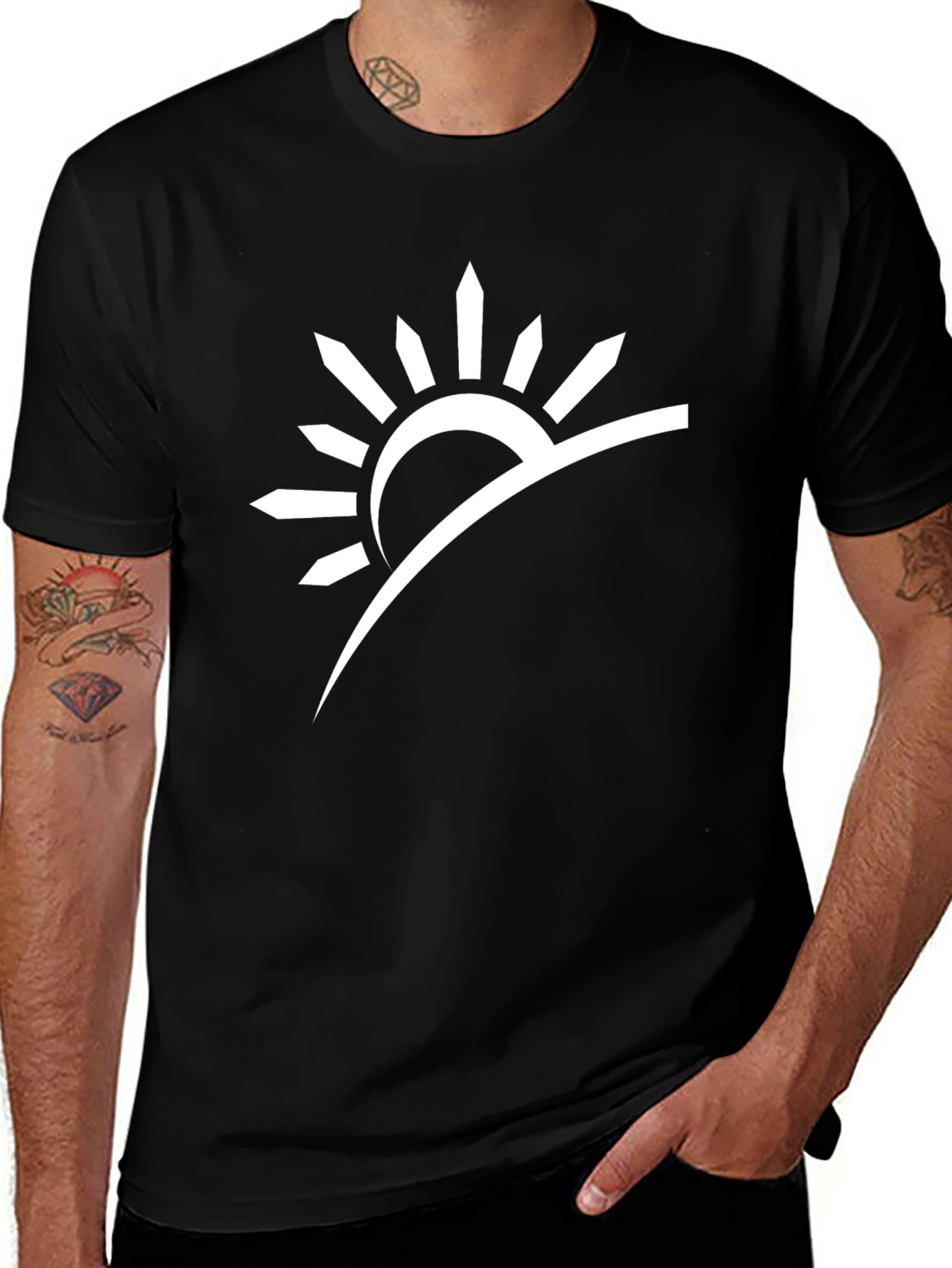 Black Sunrise Graphic Tee - Modern Black T-Shirt main image