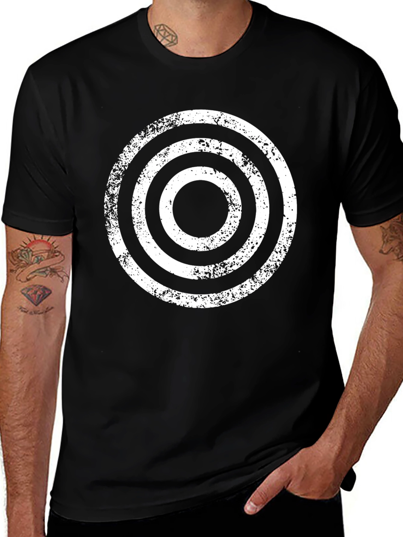 Variant 30 of Retro Target Graphic Tee - Black Cotton Blend