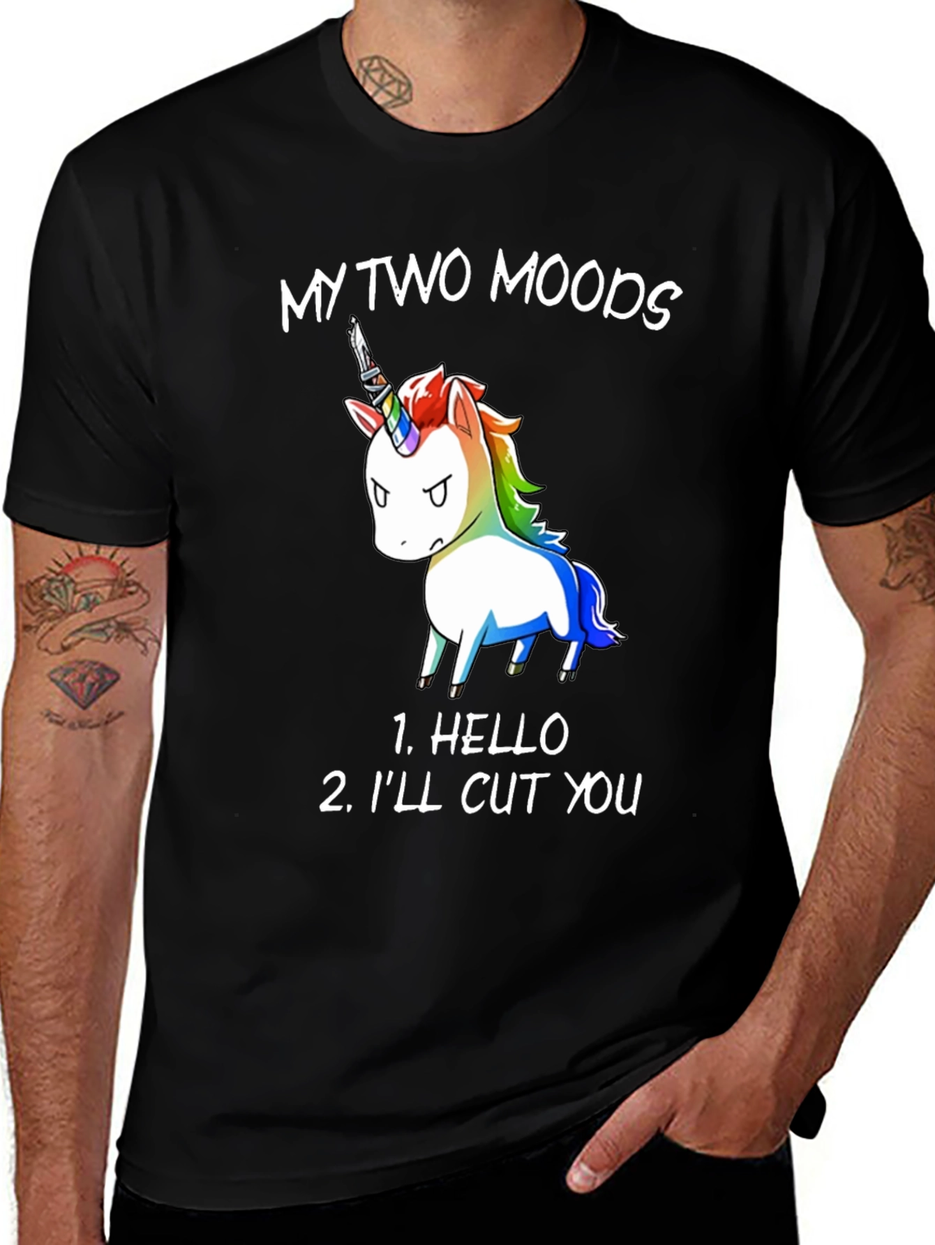 Variant 30 of My Two Moods Unicorn Graphic Tee - Funny Novelty Shirt