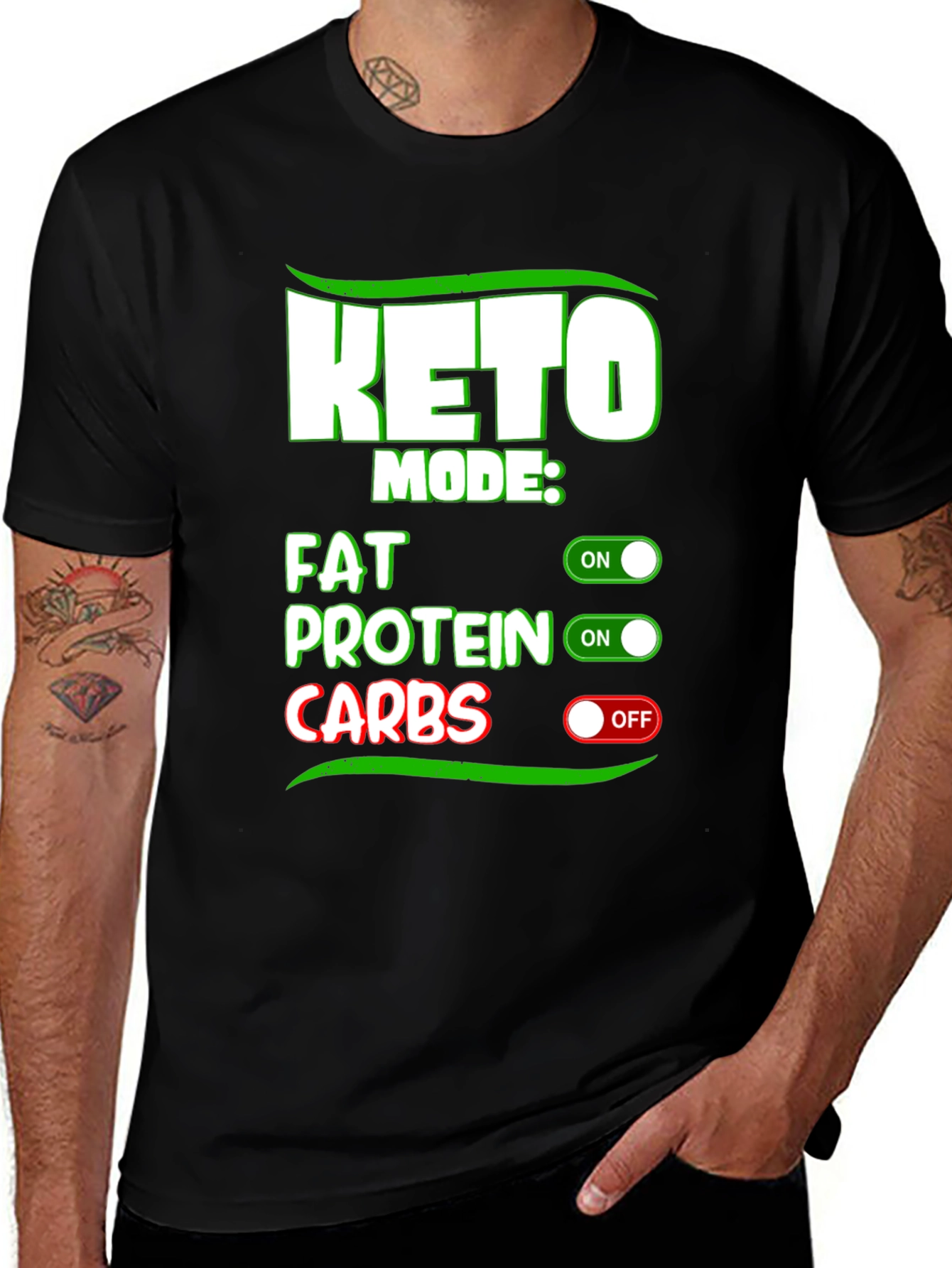 Variant 25 of Keto Mode On Black T-Shirt - Fat, Protein