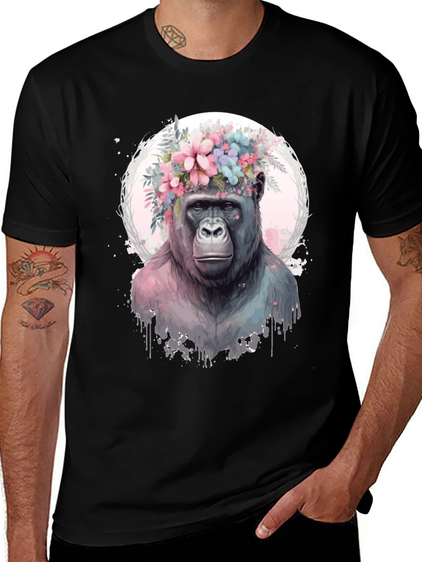 Variant 26 of Gorilla Floral Crown Graphic Tee