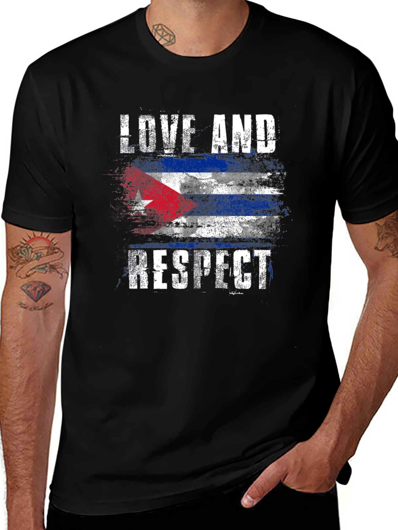 Cuba Flag Love and Respect Graphic T-Shirt