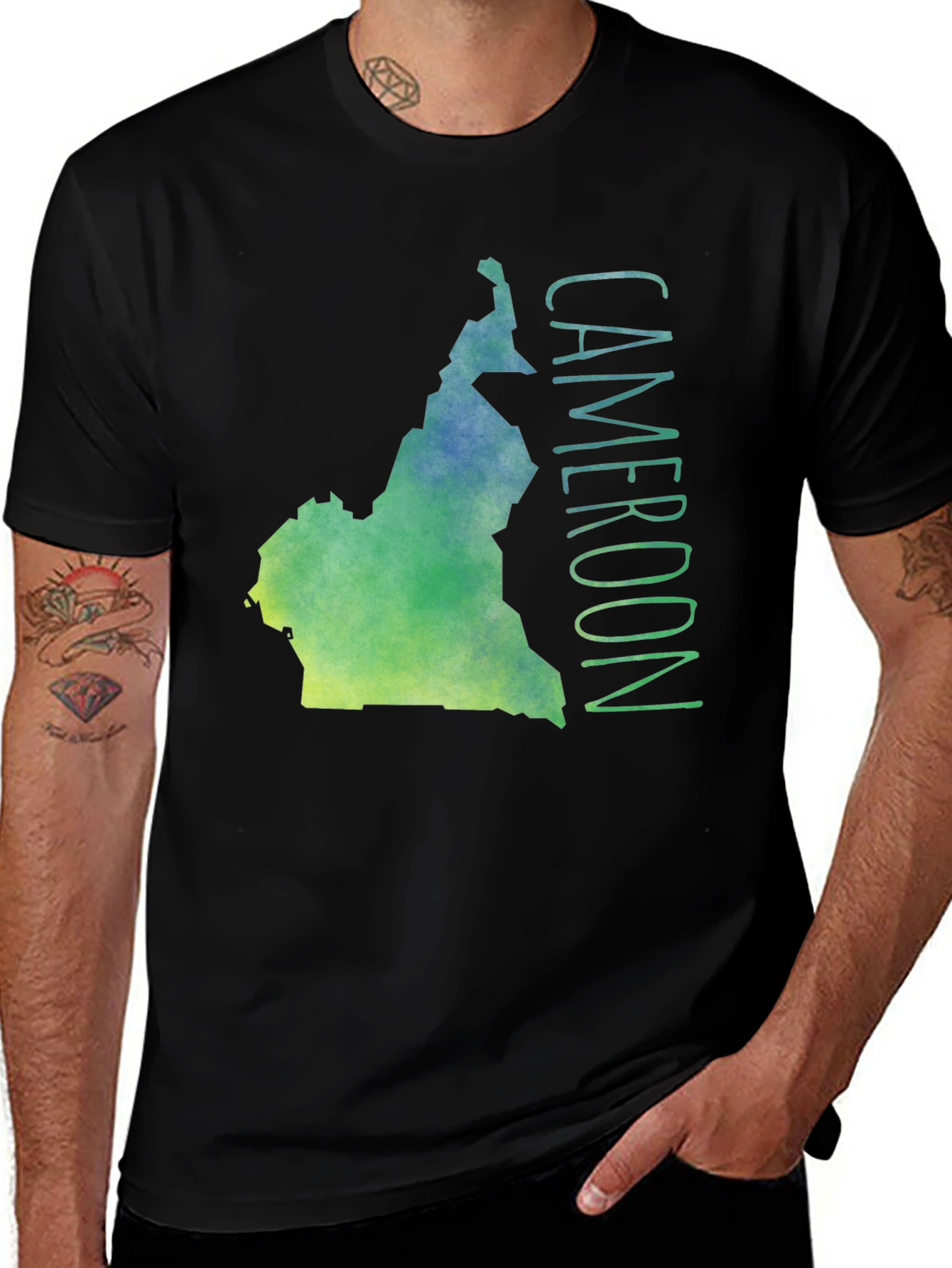 Cameroon Map T-Shirt - Black Graphic Tee