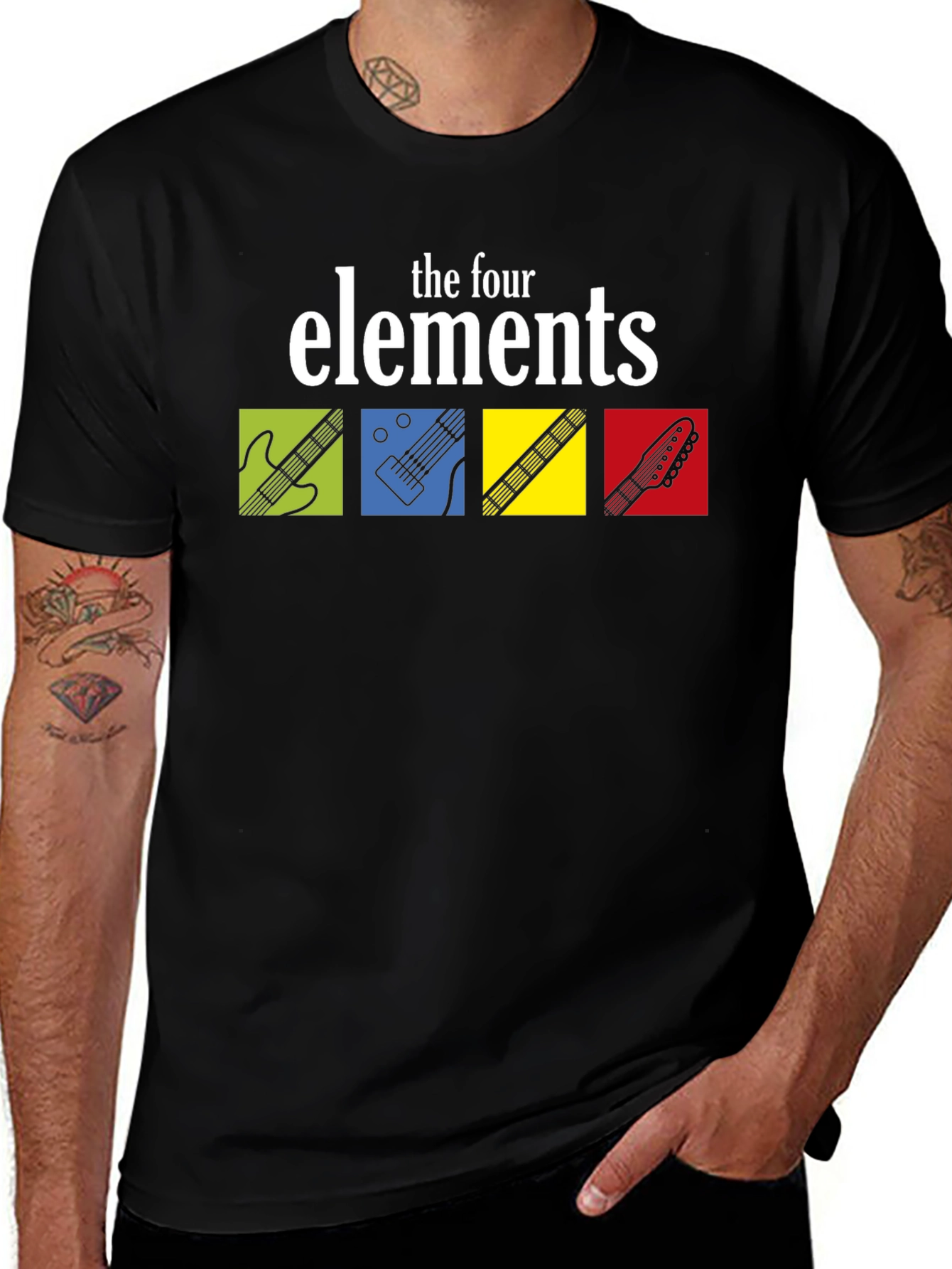 Variant 16 of The Four Elements Guitar T-Shirt - Black