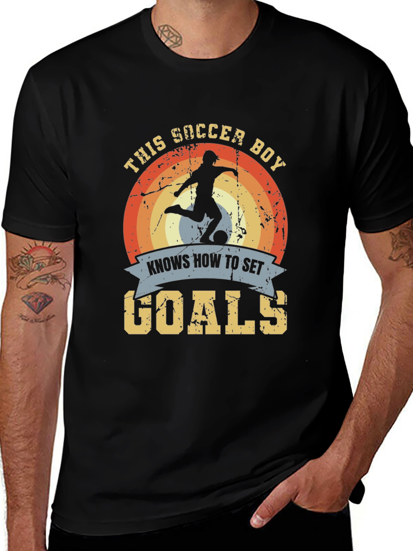 Variant 6 of Soccer Boy Knows How to Set Goals Graphic Tee