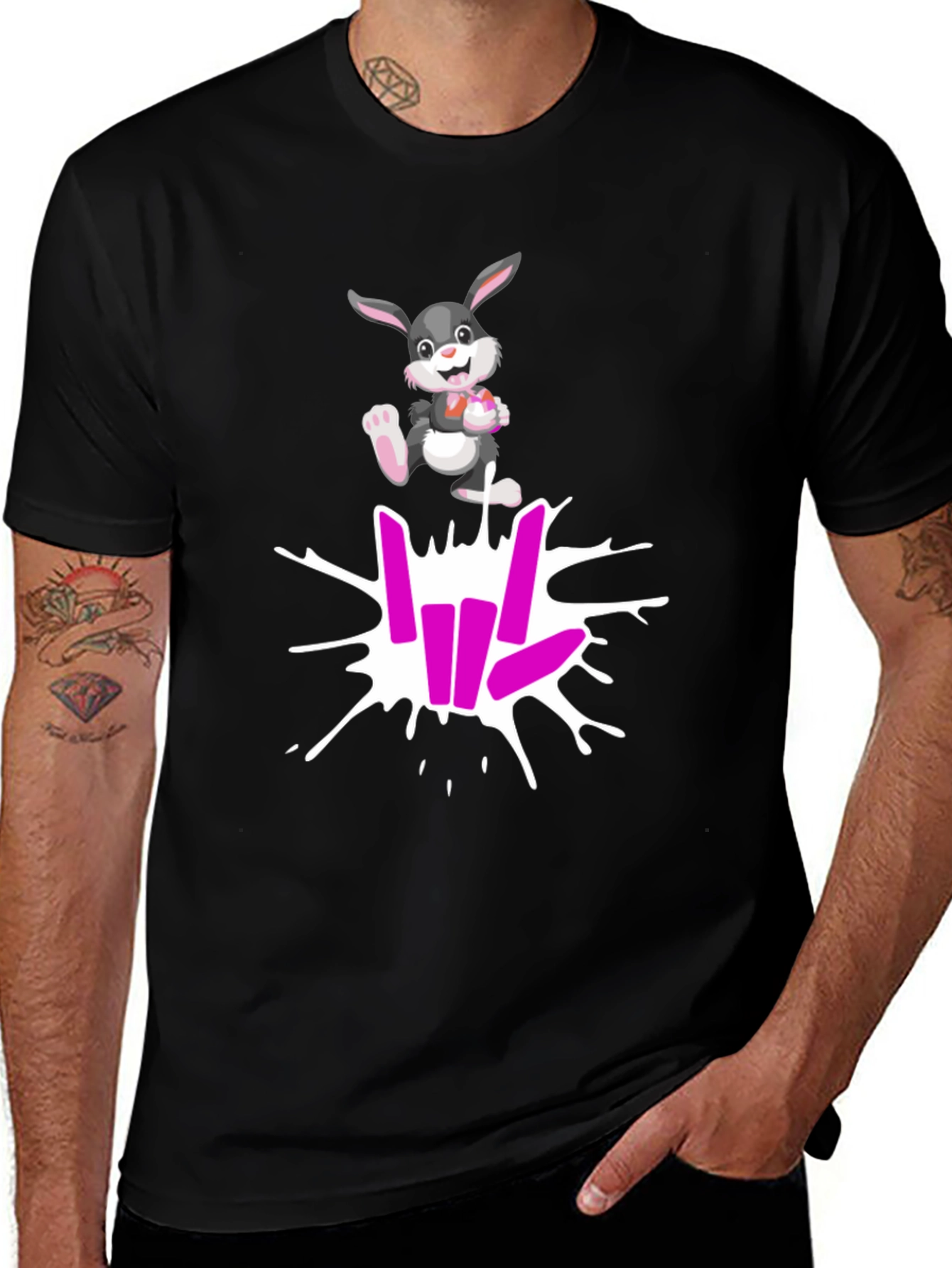 Black Cool Rabbit Share Love T-Shirt main image