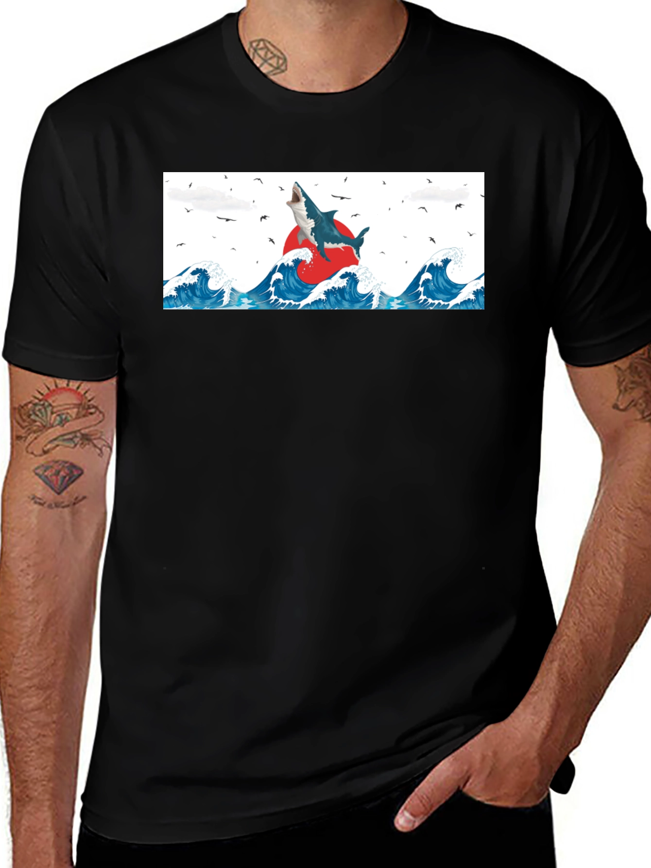 Variant 17 of Shark Wave T-Shirt - Artistic Graphic Tee