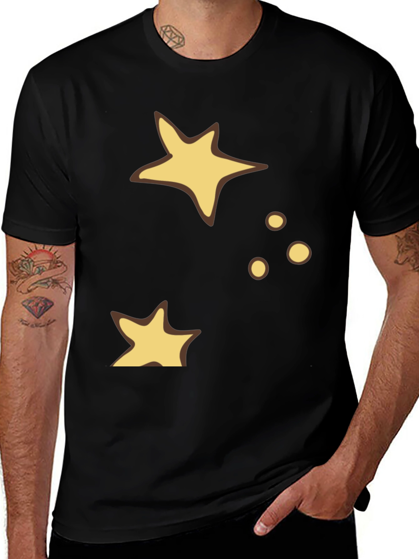 Variant 25 of Cartoon Star Graphic Black T-Shirt