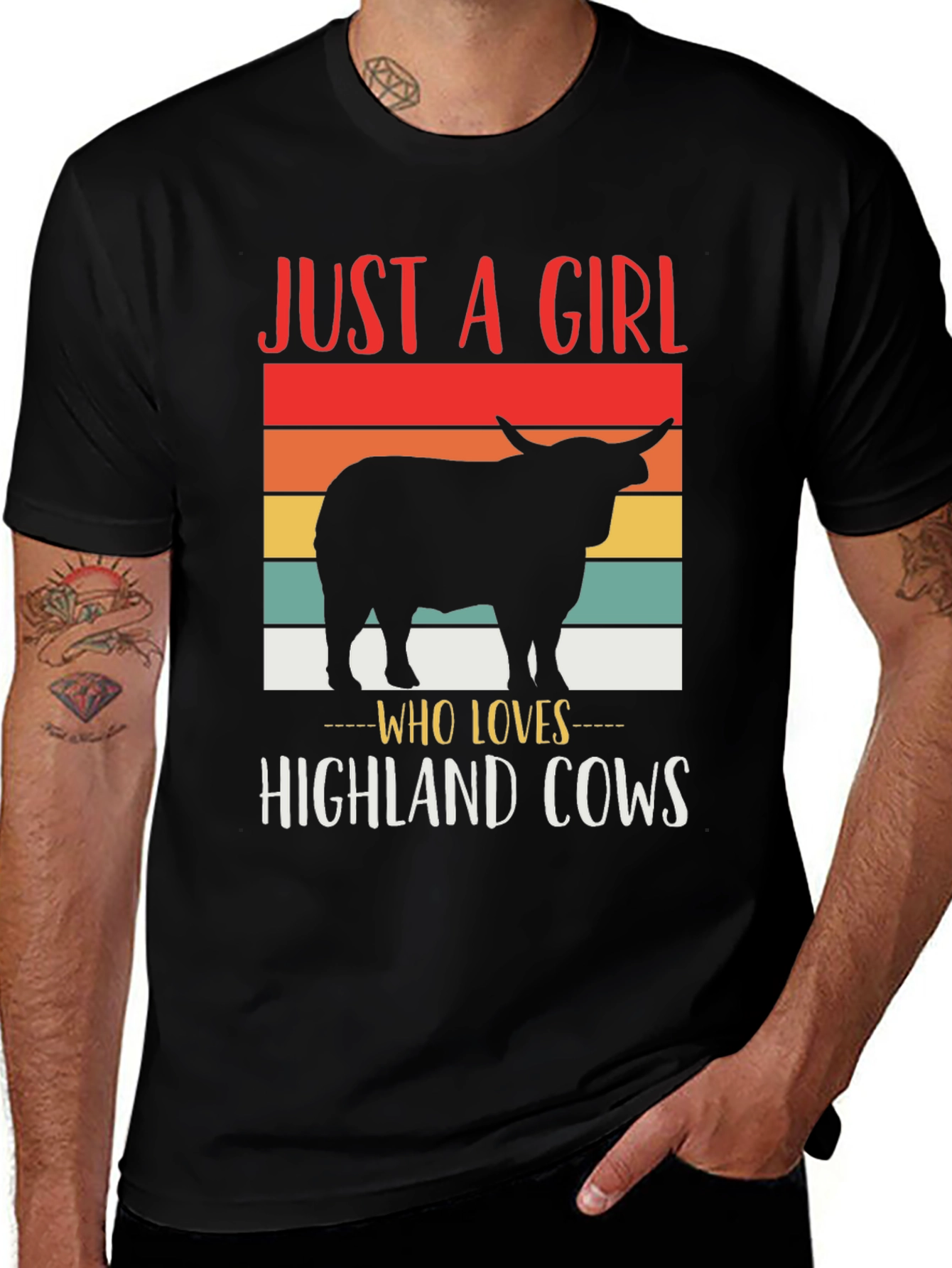 Just A Girl Who Loves Highland Cows Black T-Shirt