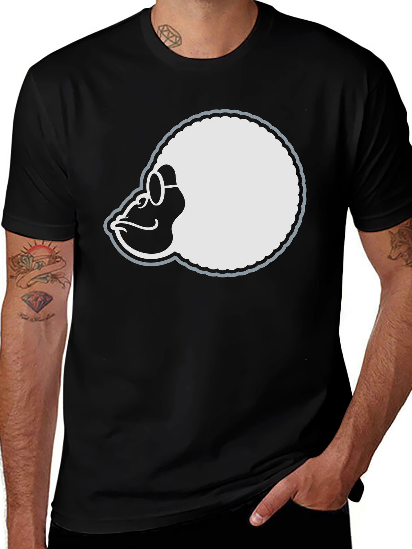 Black Retro Gorilla Tee - Black Cotton T-Shirt main image