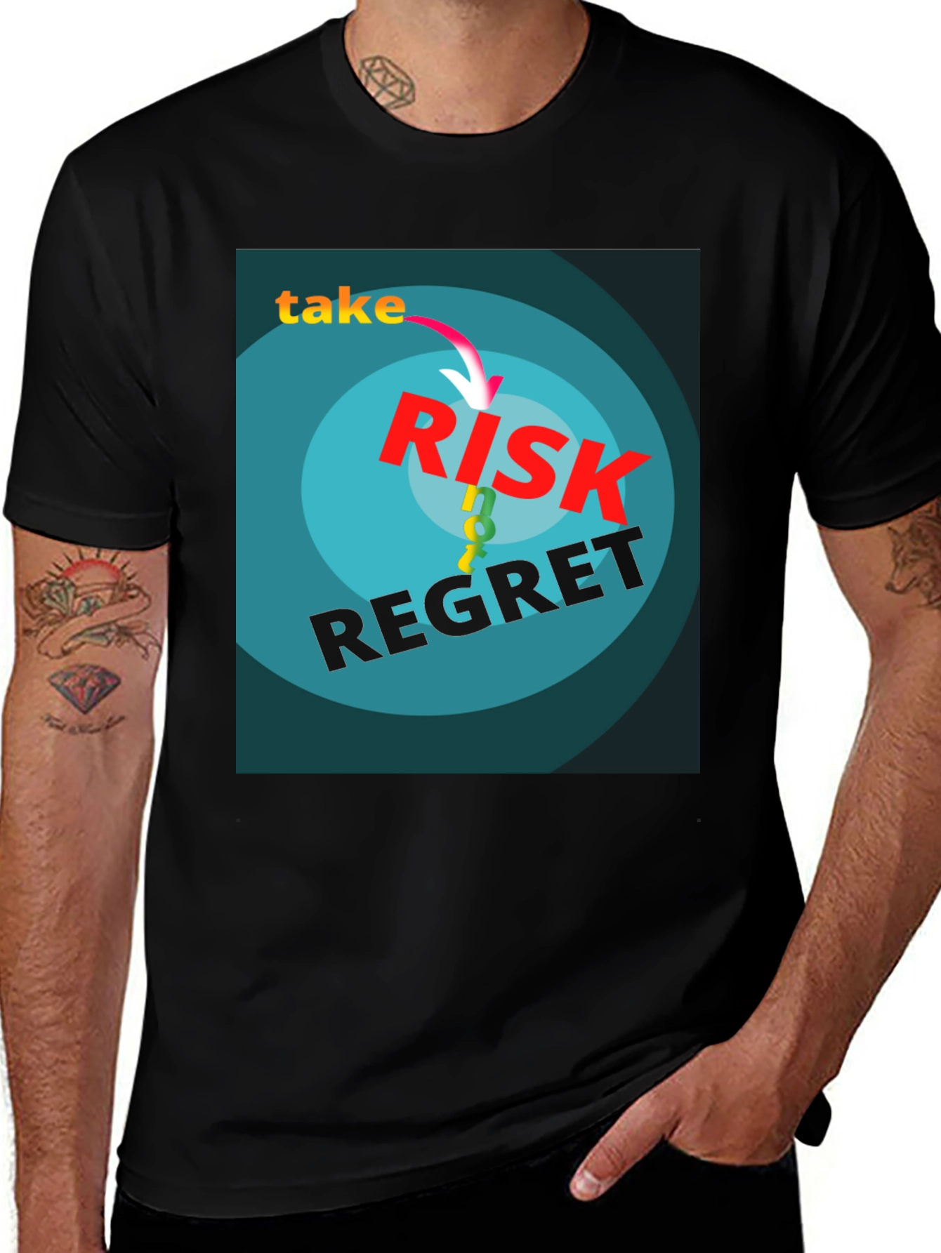 Variant 22 of Take Risk T-Shirt - Graphic Tee - Short Sleeve - Black