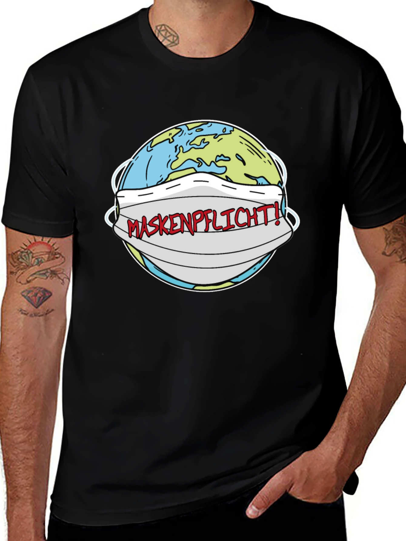 Variant 23 of Maskenpflicht T-Shirt - Earth Wearing Mask