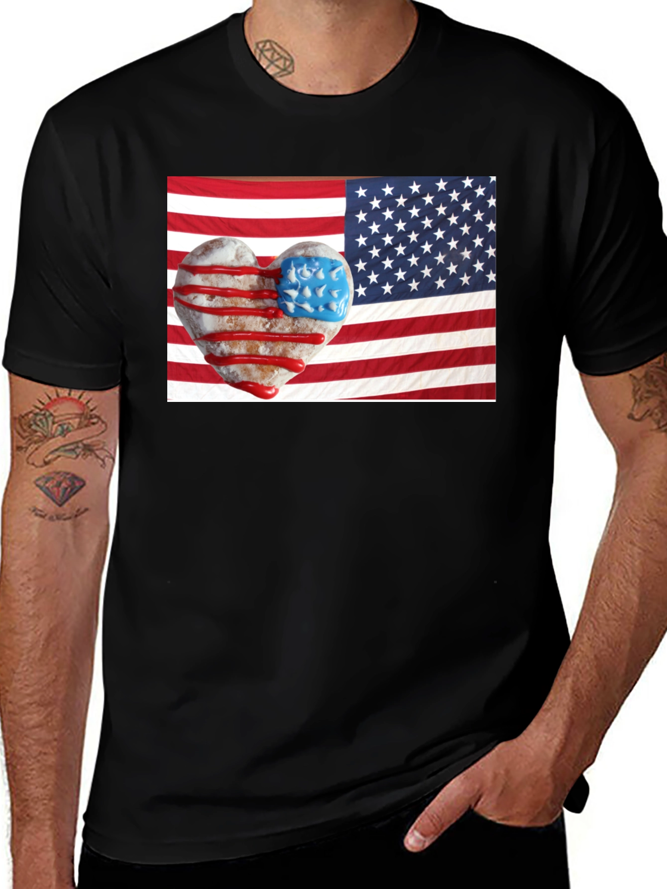 Variant 12 of Patriotic Donut Heart USA Flag T-Shirt